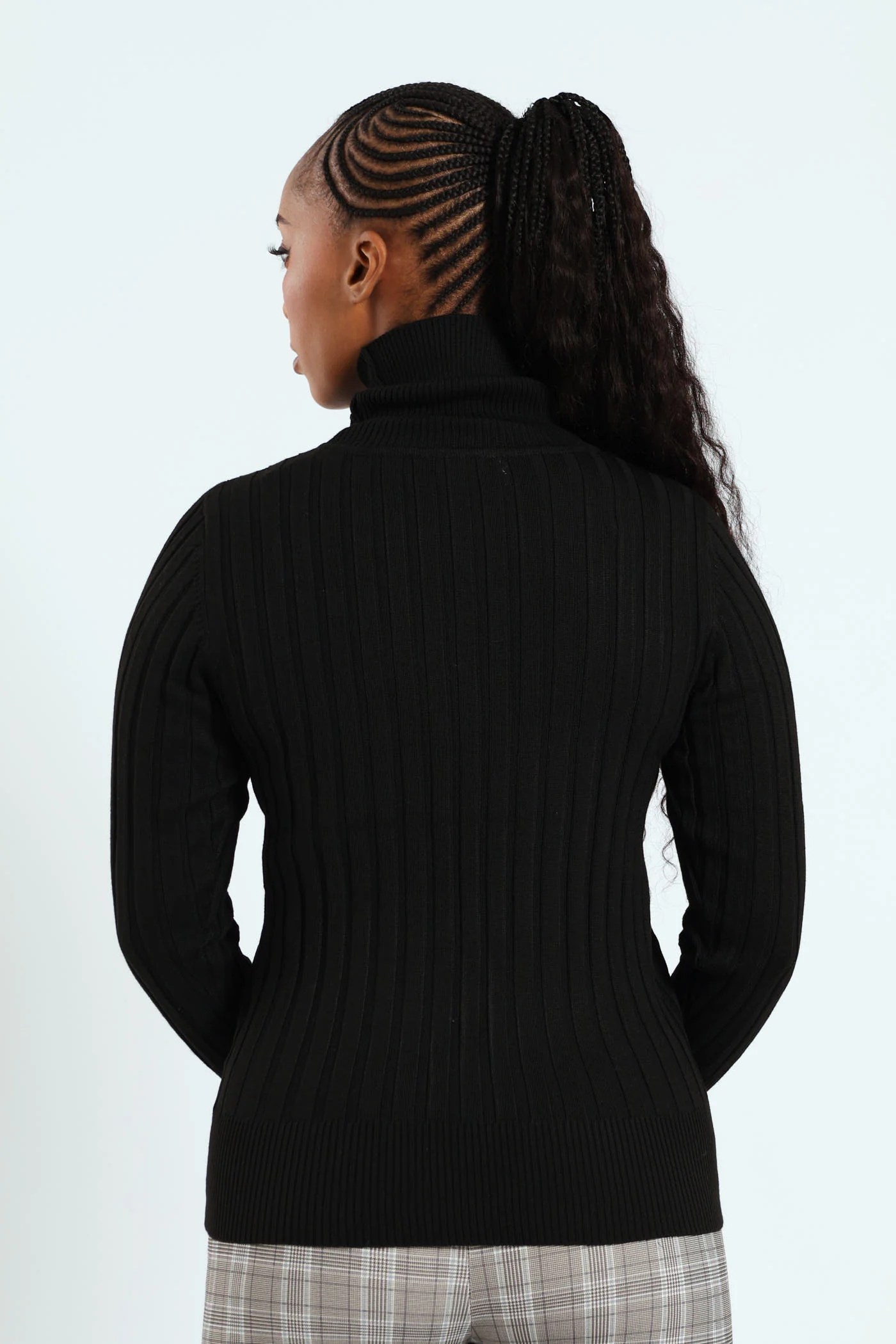 Ribbed Plain Poloneck - Black - Image 4