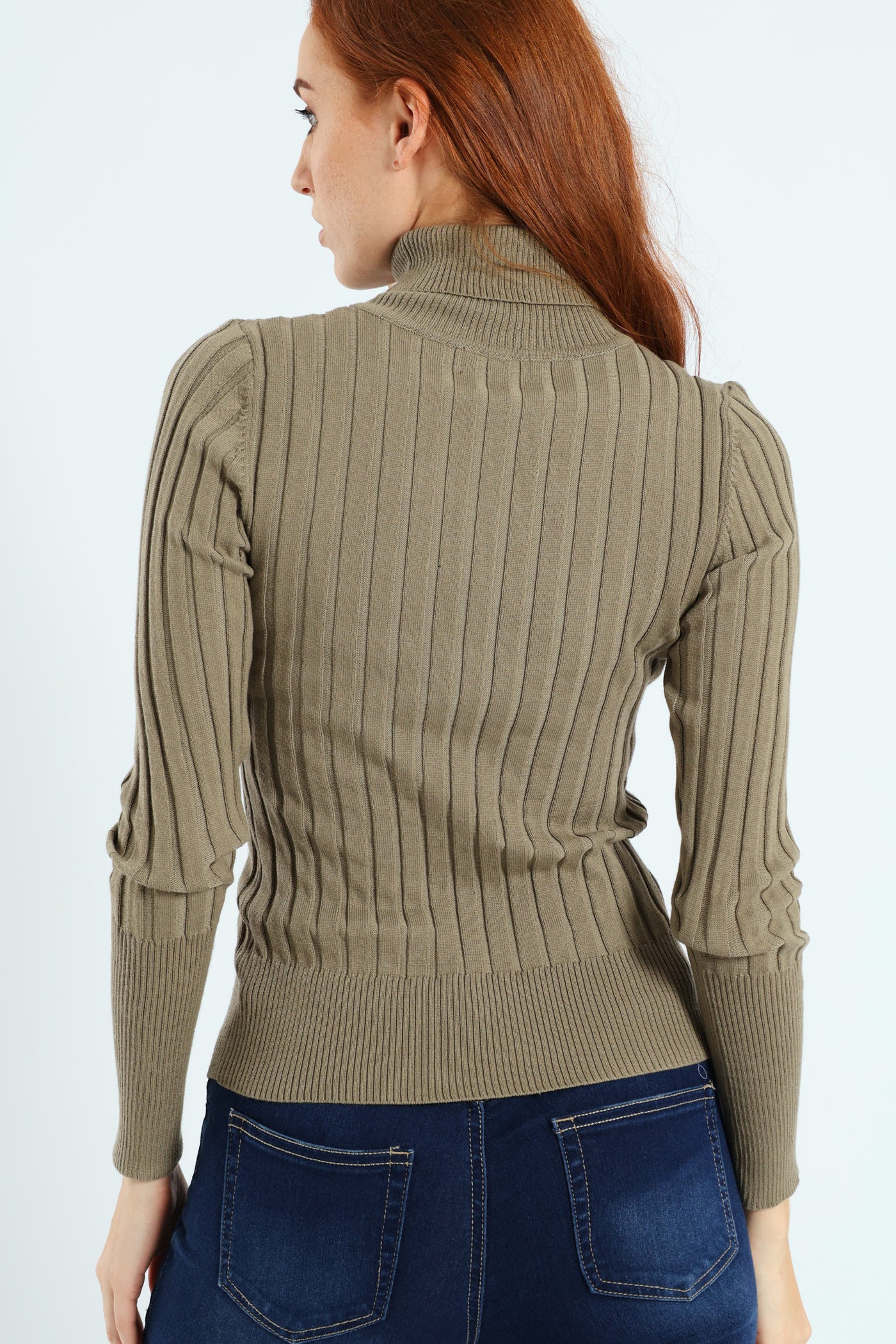 Ribbed Plain Poloneck - Light Fatigue - Image 2