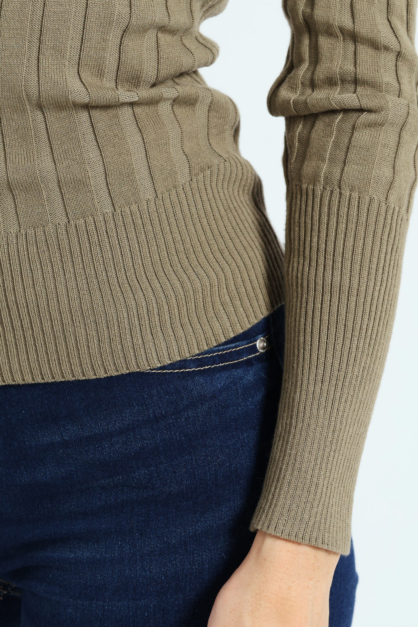 Ribbed Plain Poloneck - Light Fatigue - Image 3