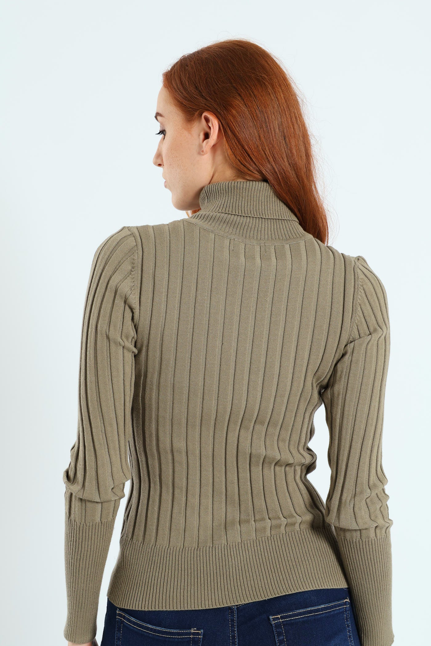 Ribbed Plain Poloneck - Light Fatigue - Image 5