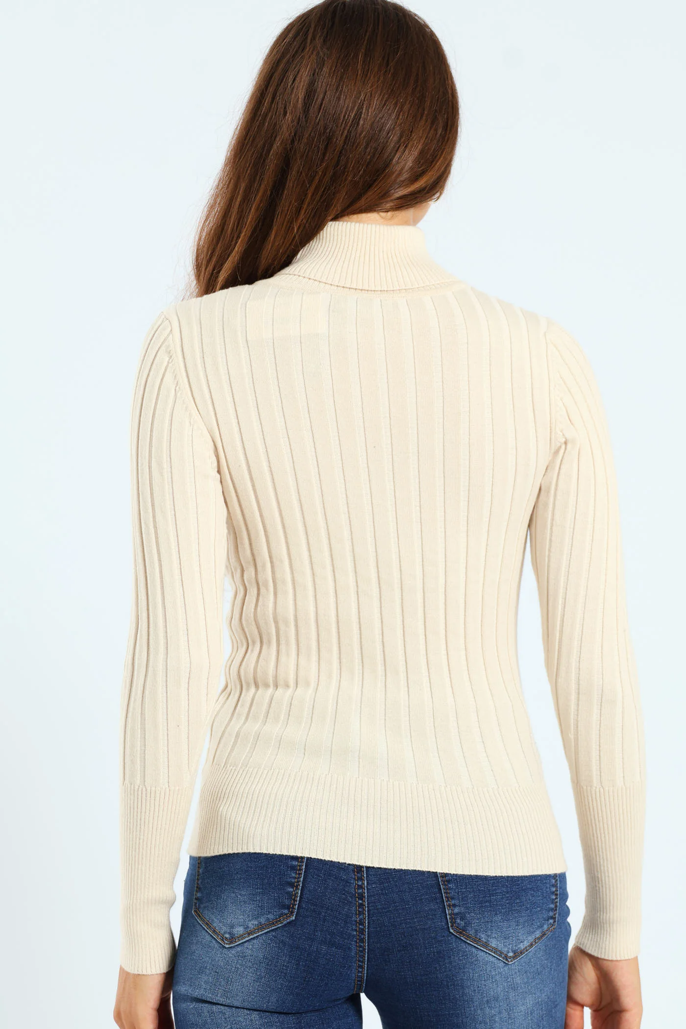 Ribbed Plain Poloneck - Milk - Image 3