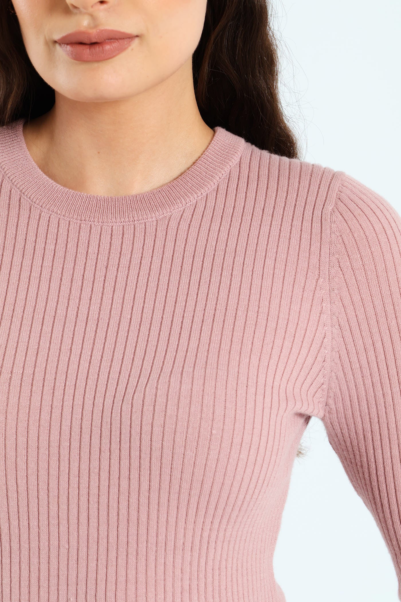 Ribbed Plain Pullover - Blush - Image 2