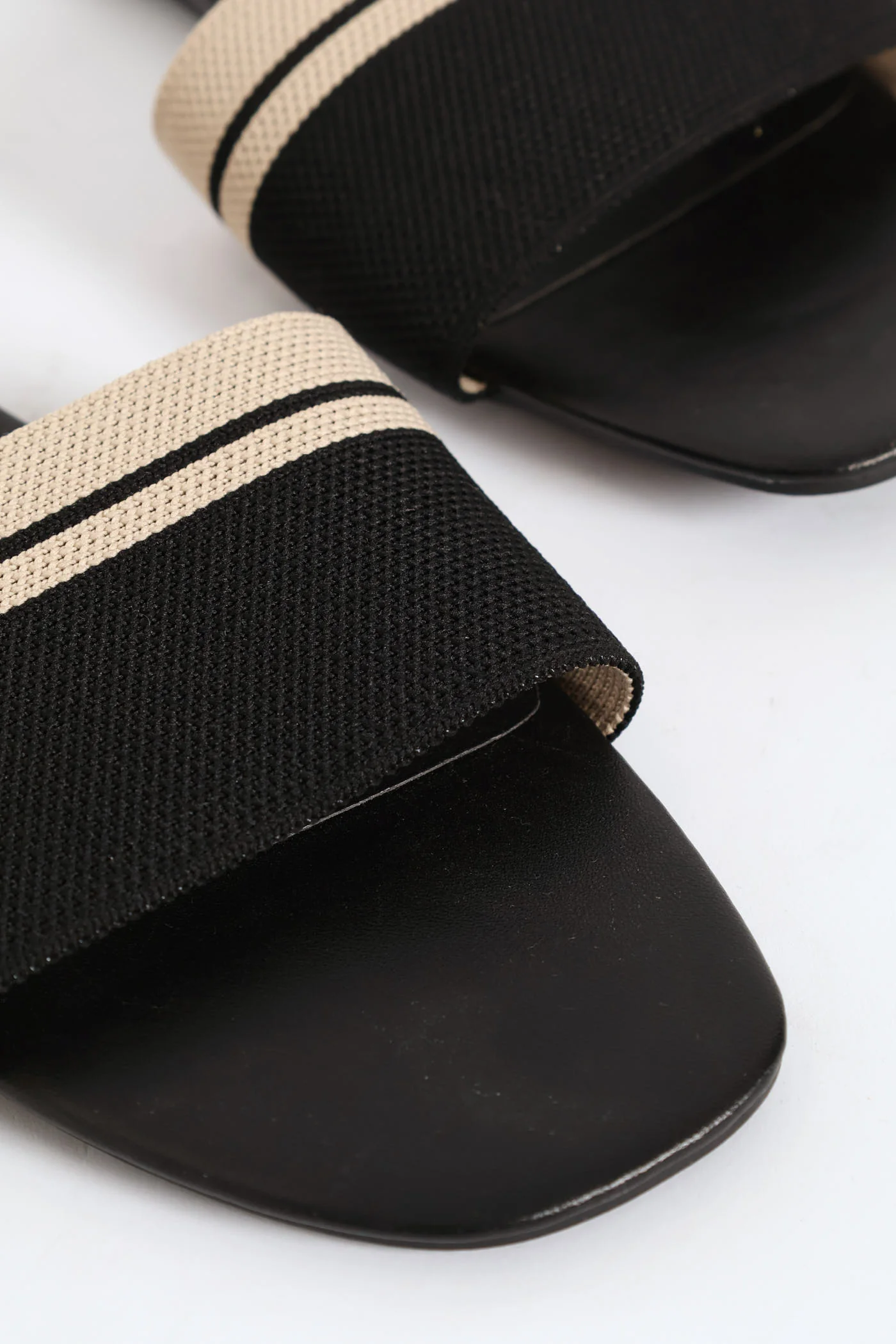 Ribbed Single Band Mule Sandal - Black - Image 2