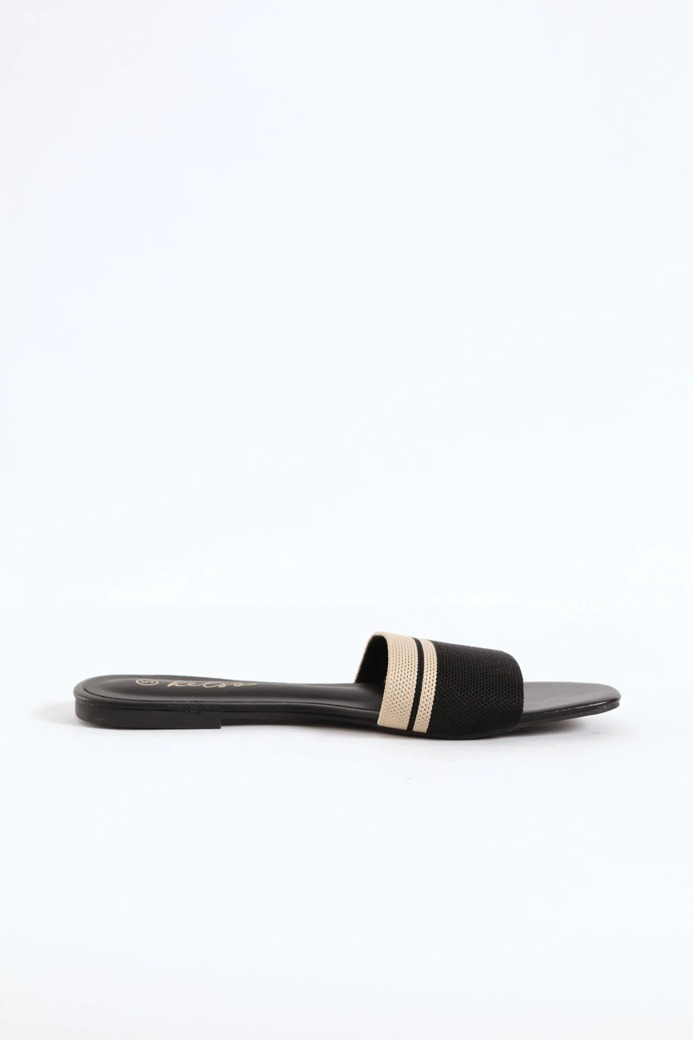 Ribbed Single Band Mule Sandal - Black - Image 3