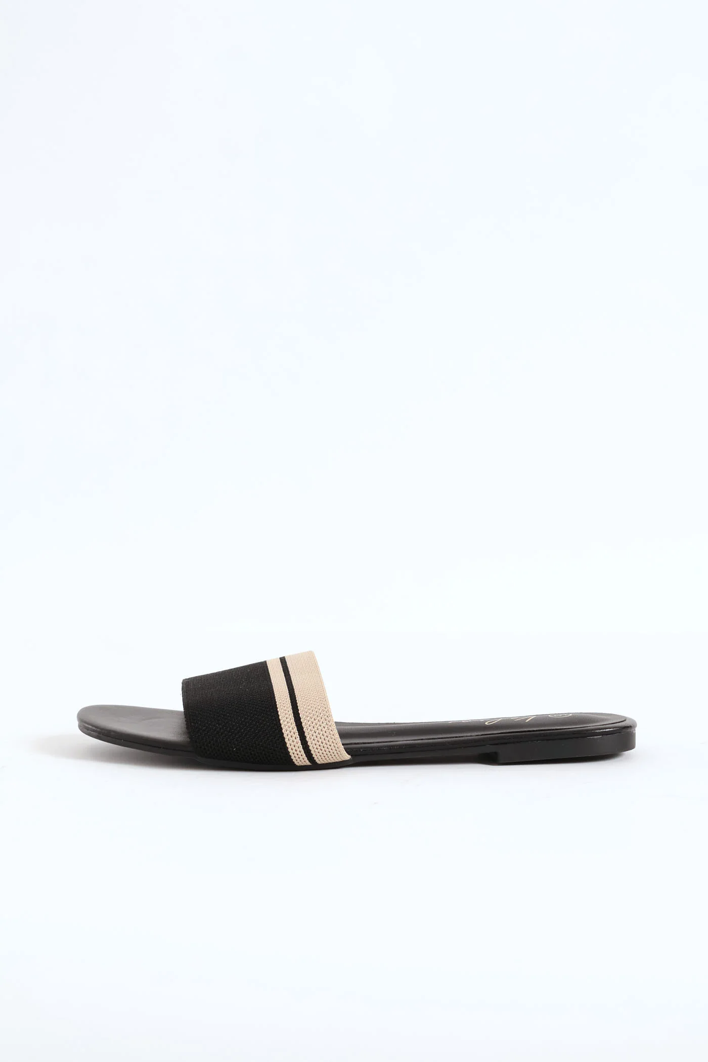 Ribbed Single Band Mule Sandal - Black - Image 4