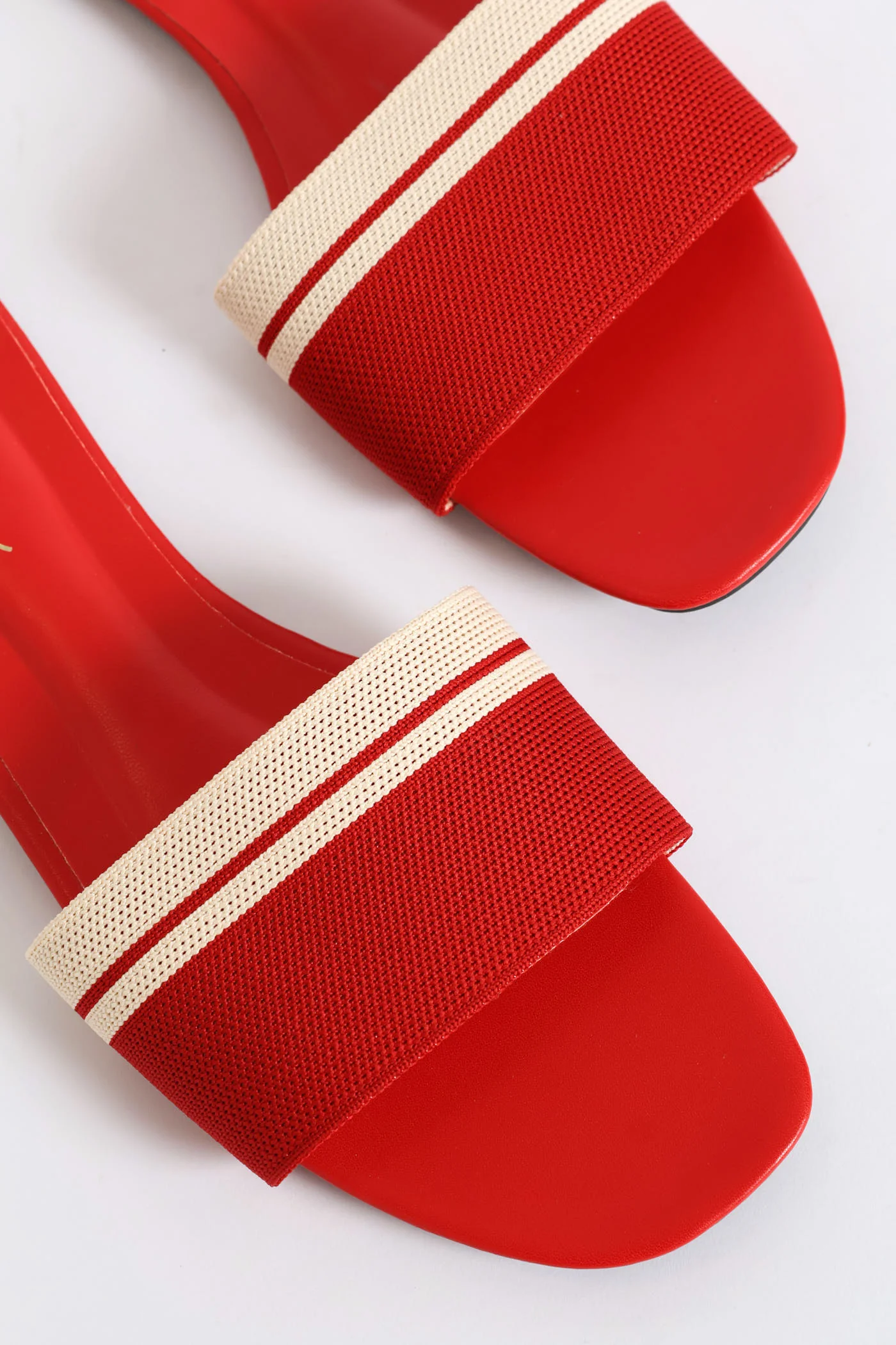 Ribbed Single Band Mule Sandal - Red - Image 2