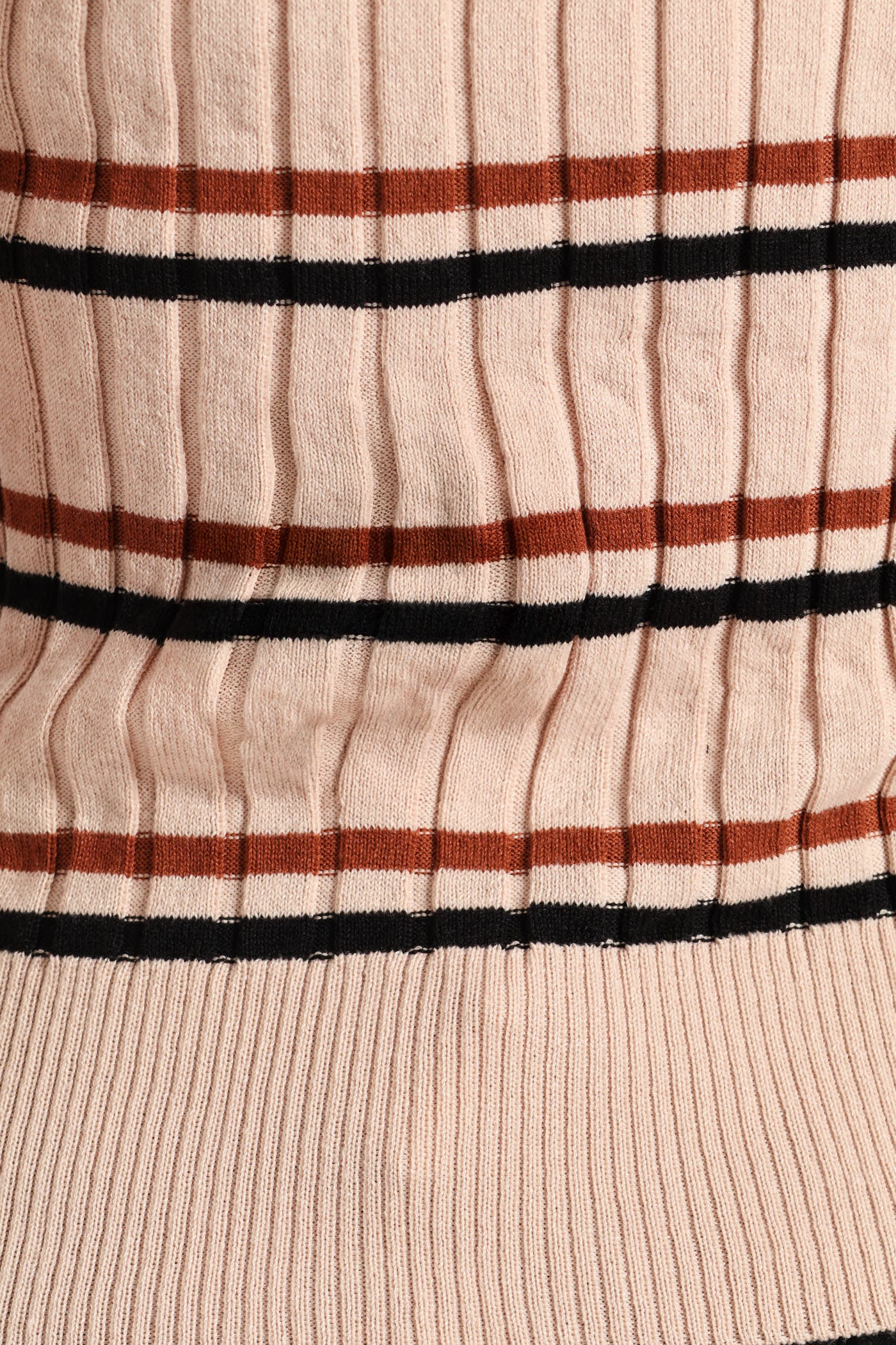 Ribbed Striped Poloneck - Black/Brown - Image 6