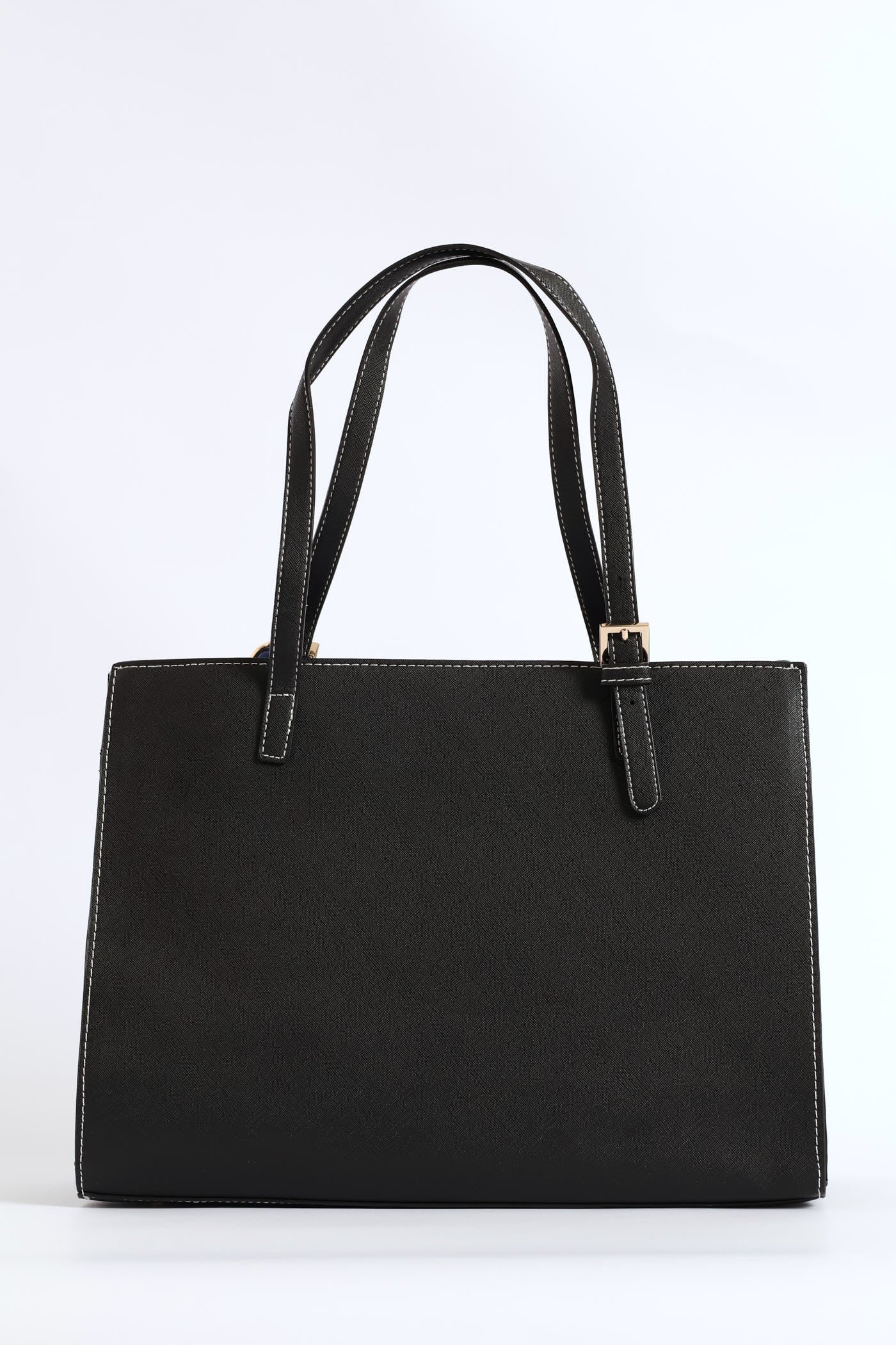 Ribbon & Keychain Square Tote - Black - Image 4