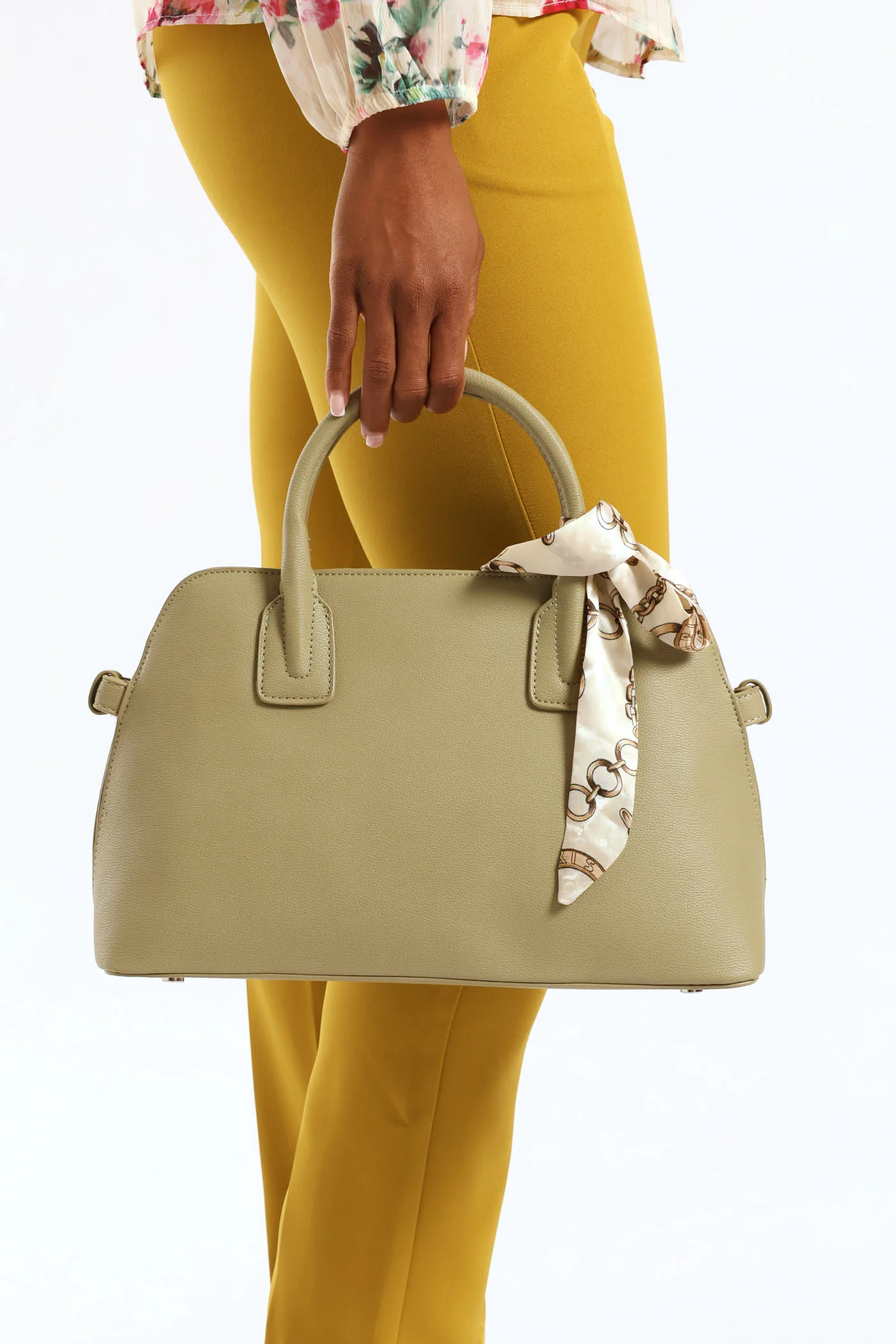 Ribbon Det Double Handle Bowling Bag - Pistachio Green - Image 2
