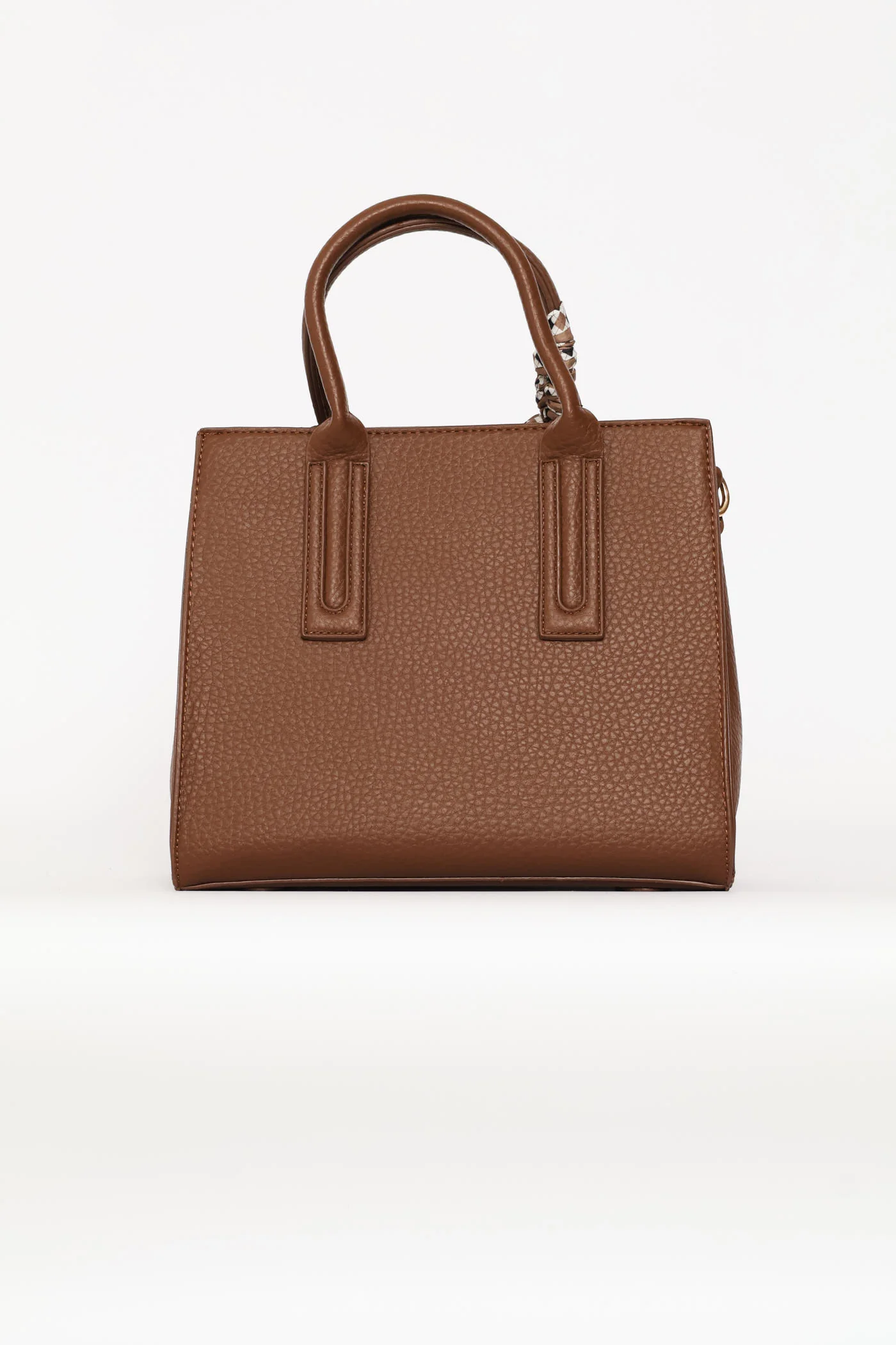 Ribbon Detail Top Handle Large Tote Bag - Chocolate - Image 4