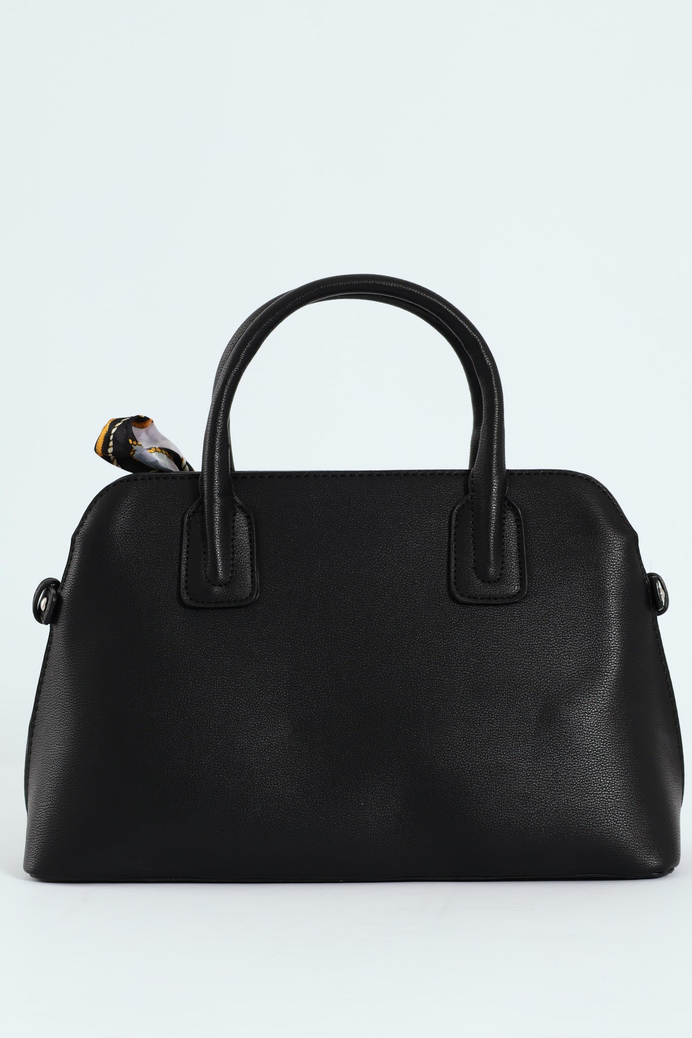 Ribbon Detail Double Handle Bowling Bag - Black - Image 4