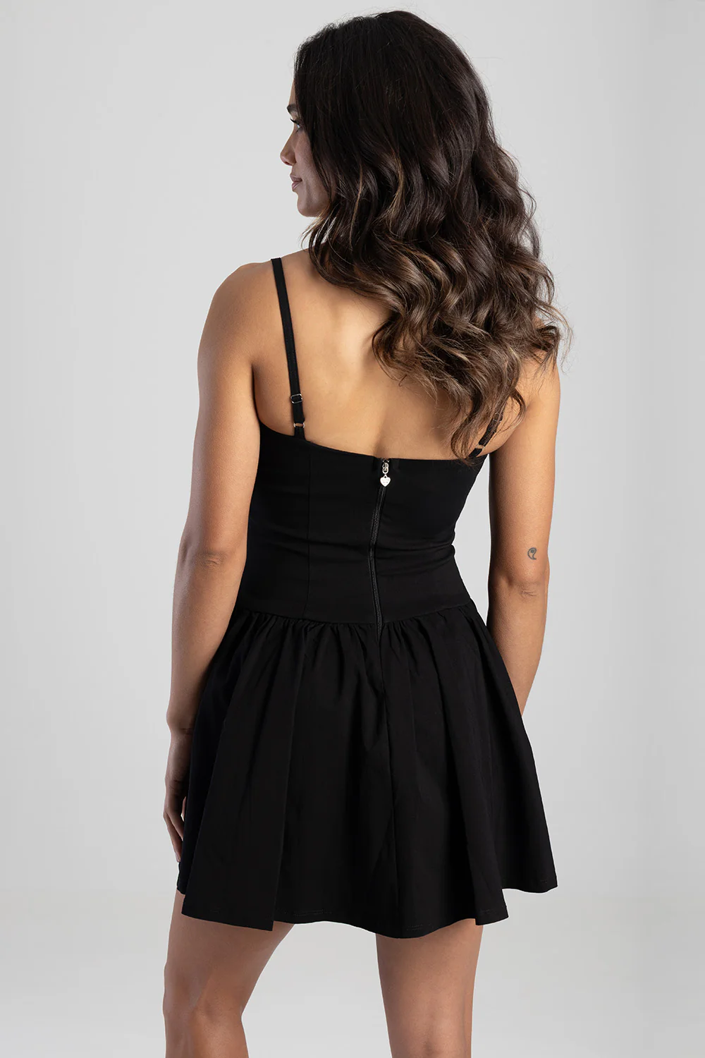 Ribbon Detail Mini Dress - Black - Image 4