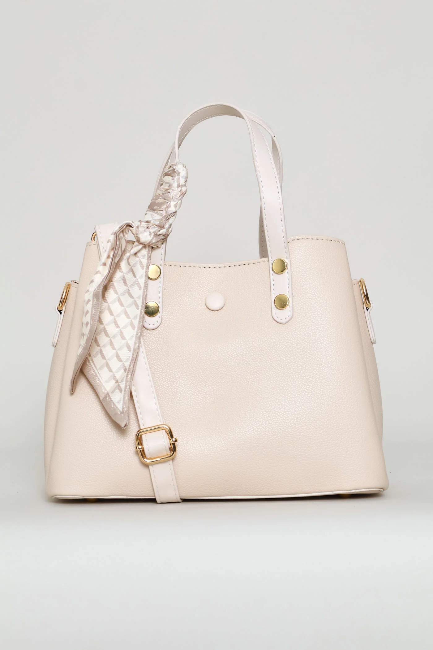 Ribbon Handle Crossbody Bag - Cream - Image 3