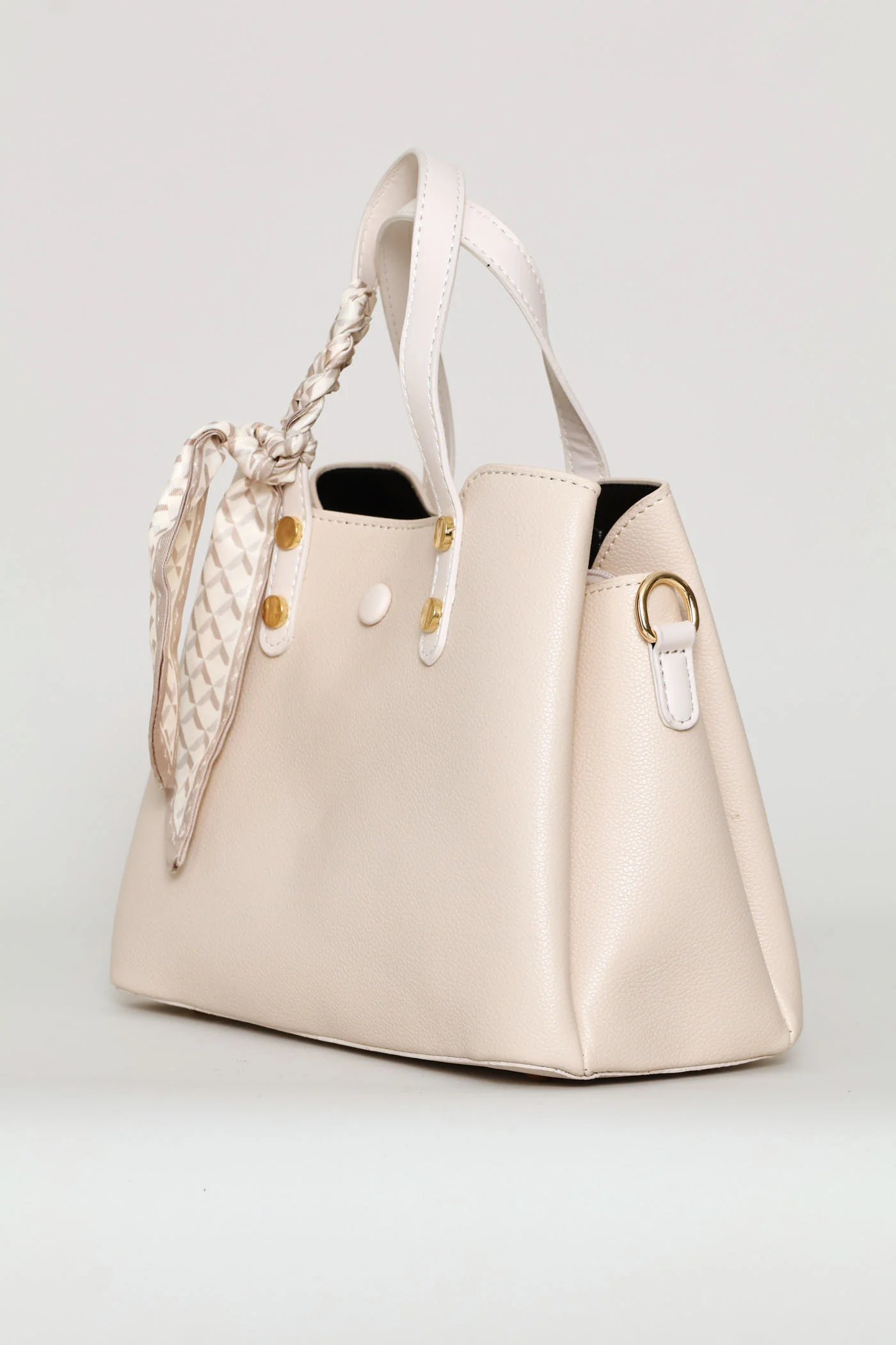 Ribbon Handle Crossbody Bag - Cream - Image 5