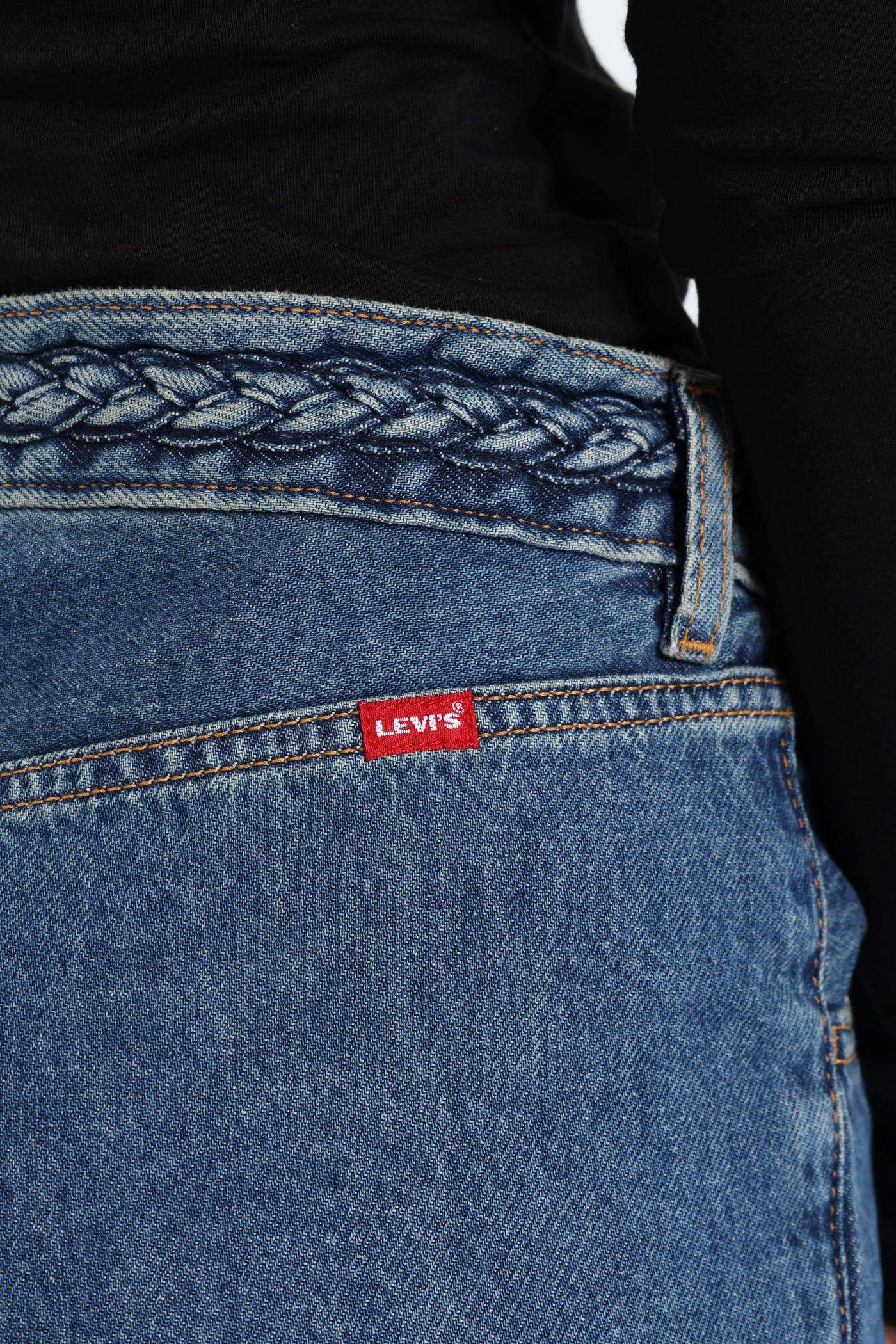 Ribcage Wide Leg Braided Jean - Light Wash - Image 2