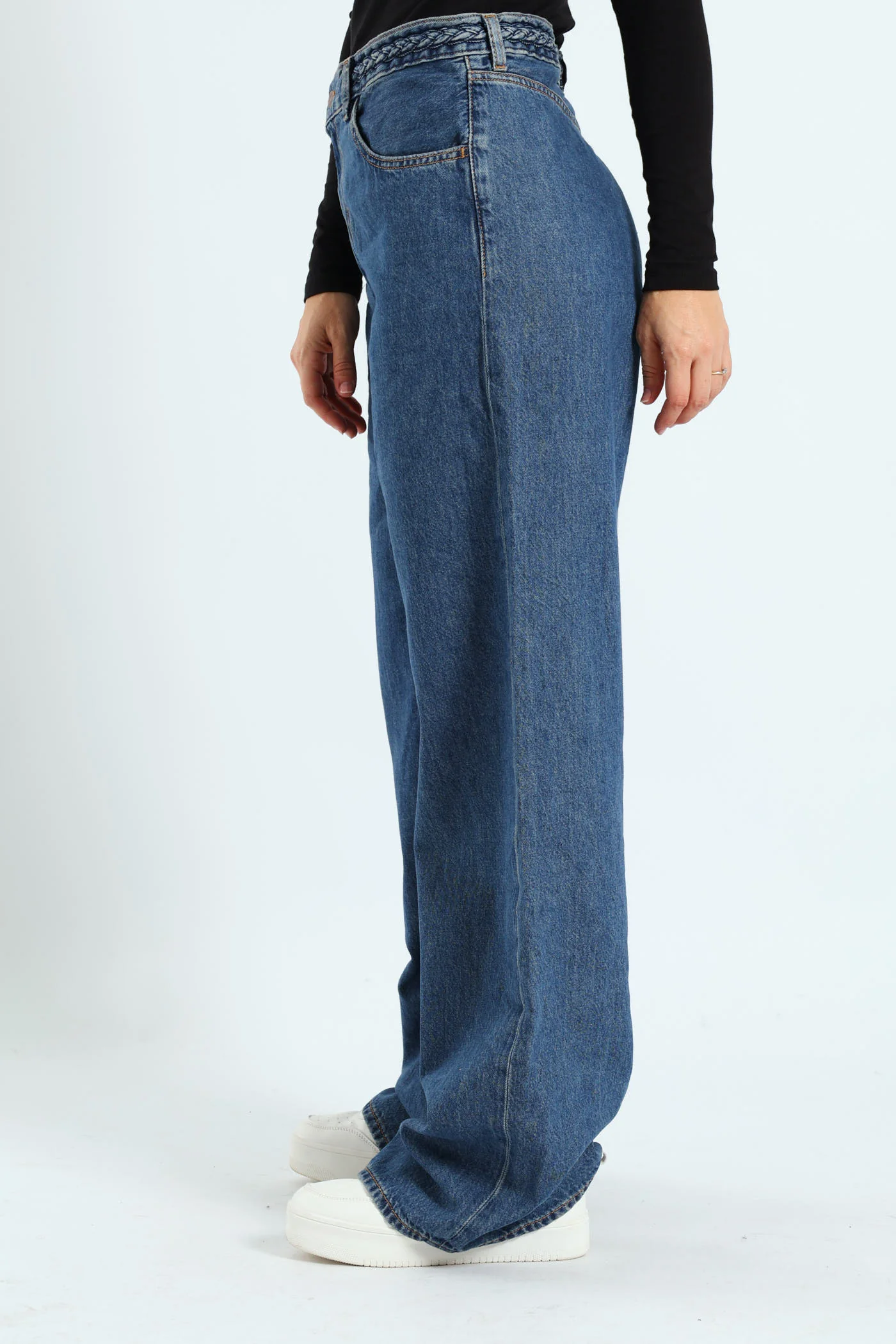 Ribcage Wide Leg Braided Jean - Light Wash - Image 3