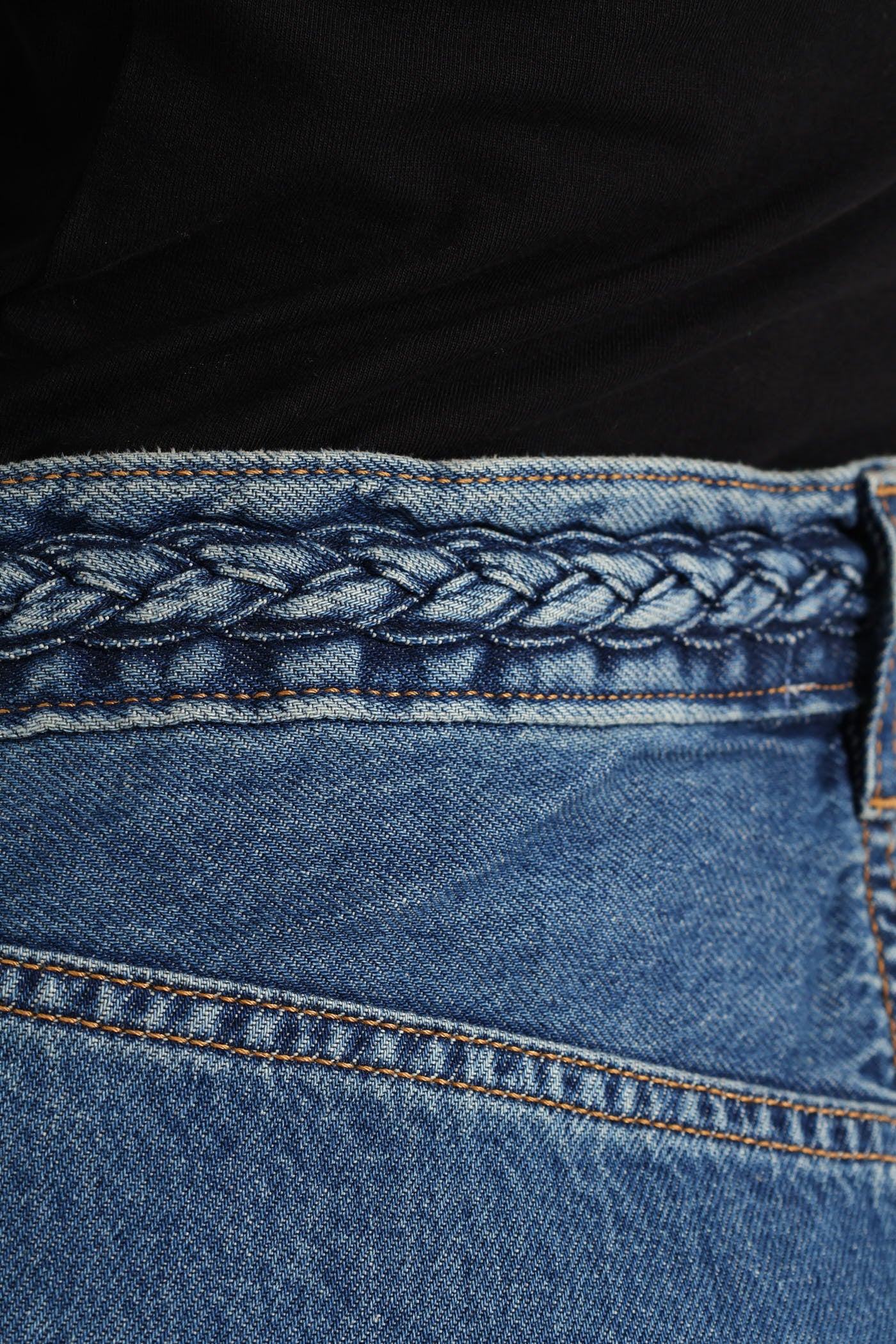 Ribcage Wide Leg Braided Jean - Light Wash - Image 5