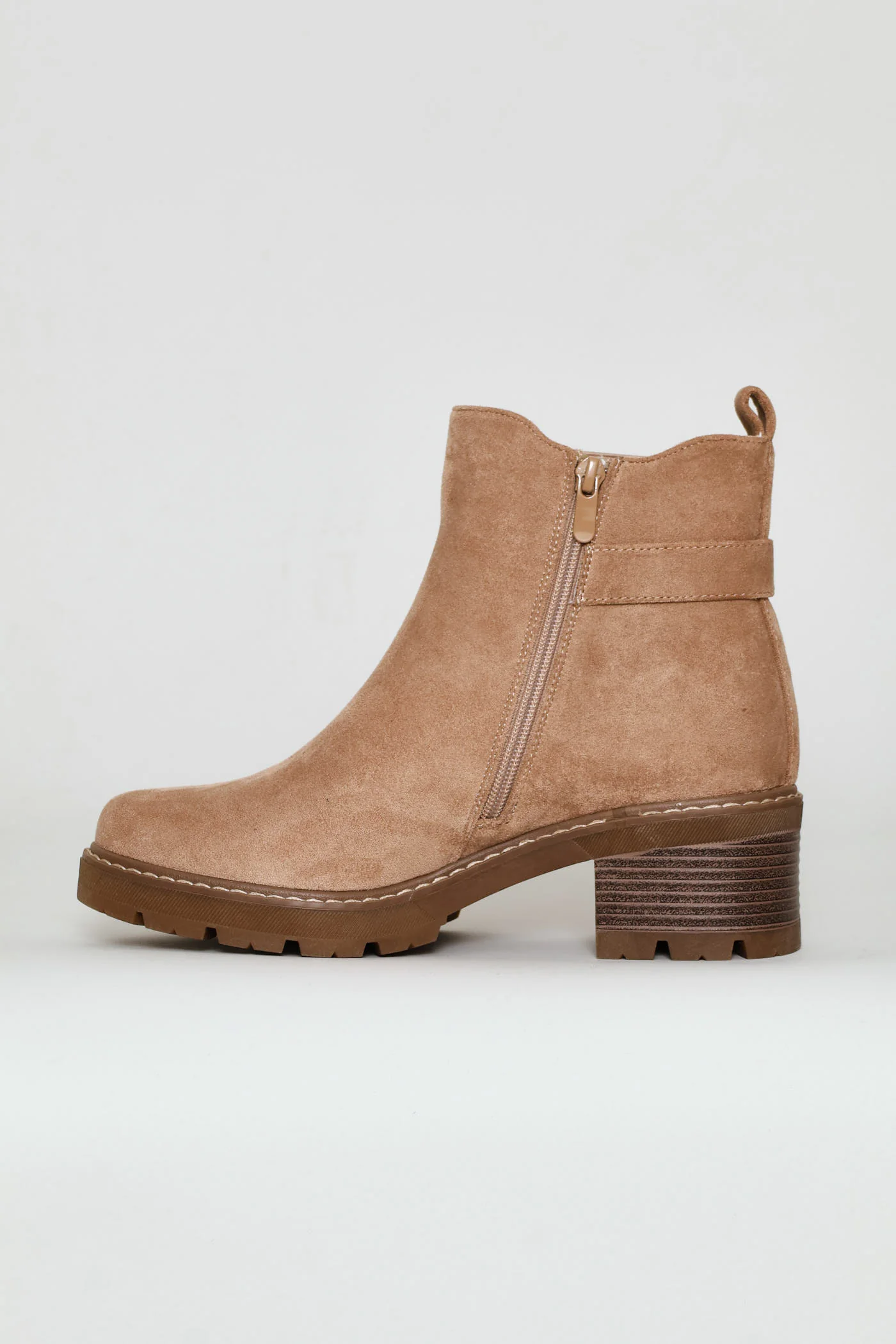 Ring Detail Chunky Suede Chelsea Boot - Taupe - Image 4
