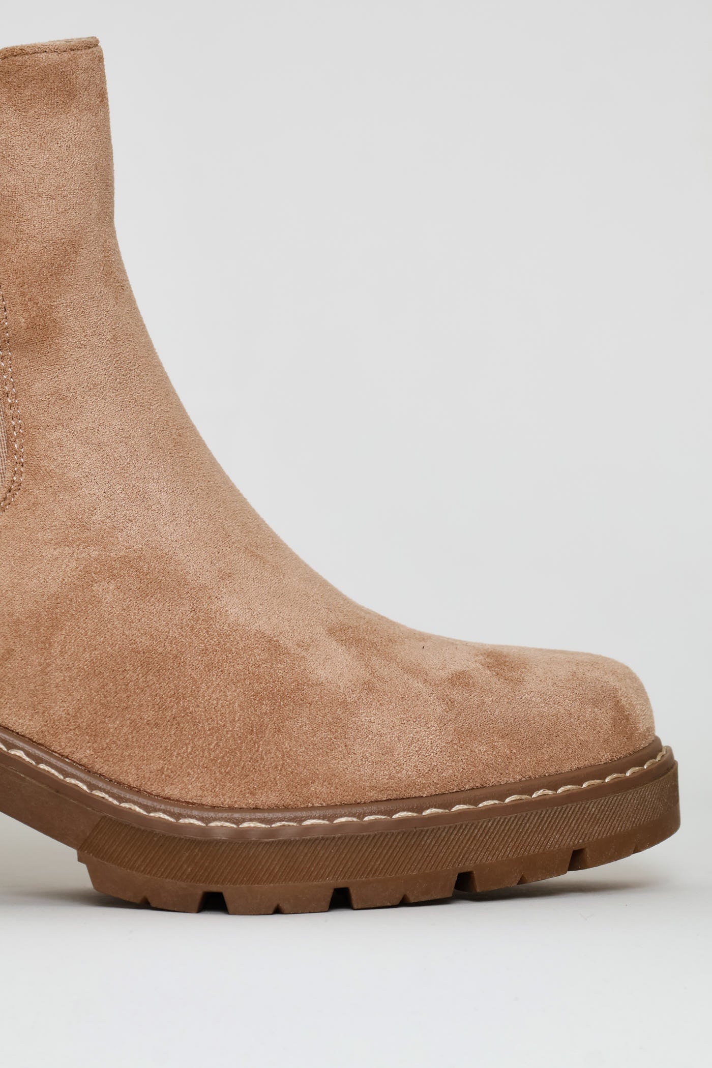 Ring Detail Chunky Suede Chelsea Boot - Taupe - Image 6
