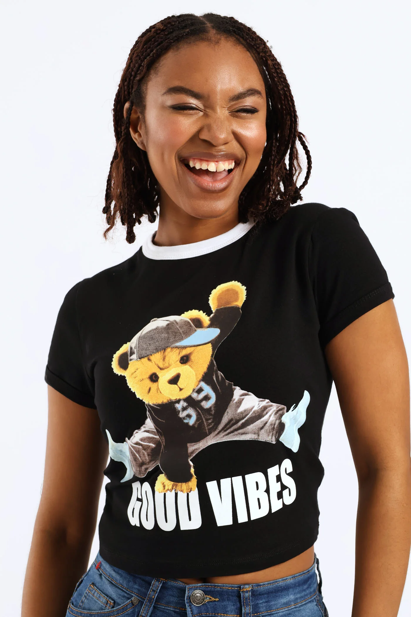 Ringer Teddy Baby Tee - Black - Image 3