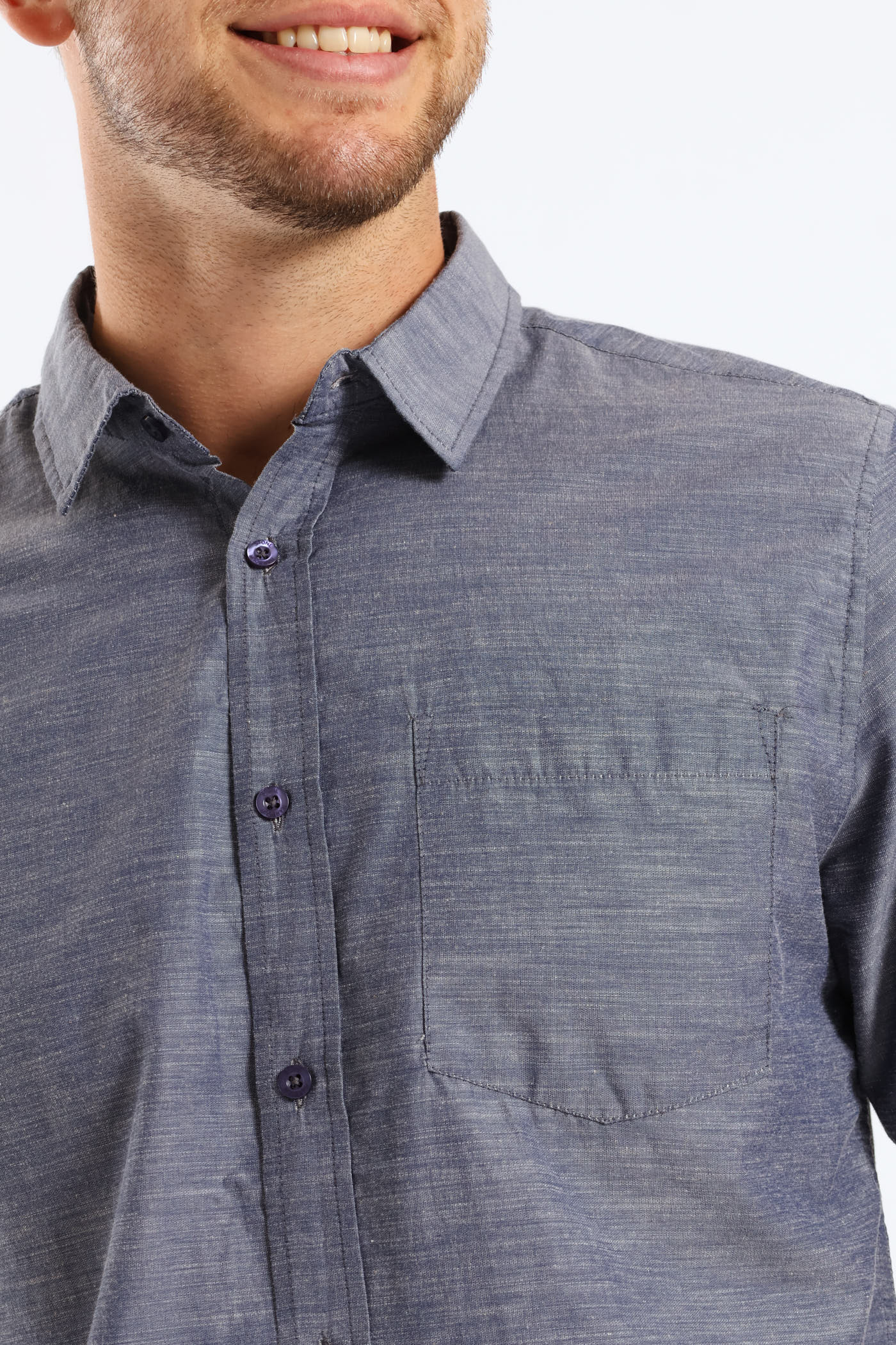 Ringspun Slub Button Down Shirt - Blue - Image 2
