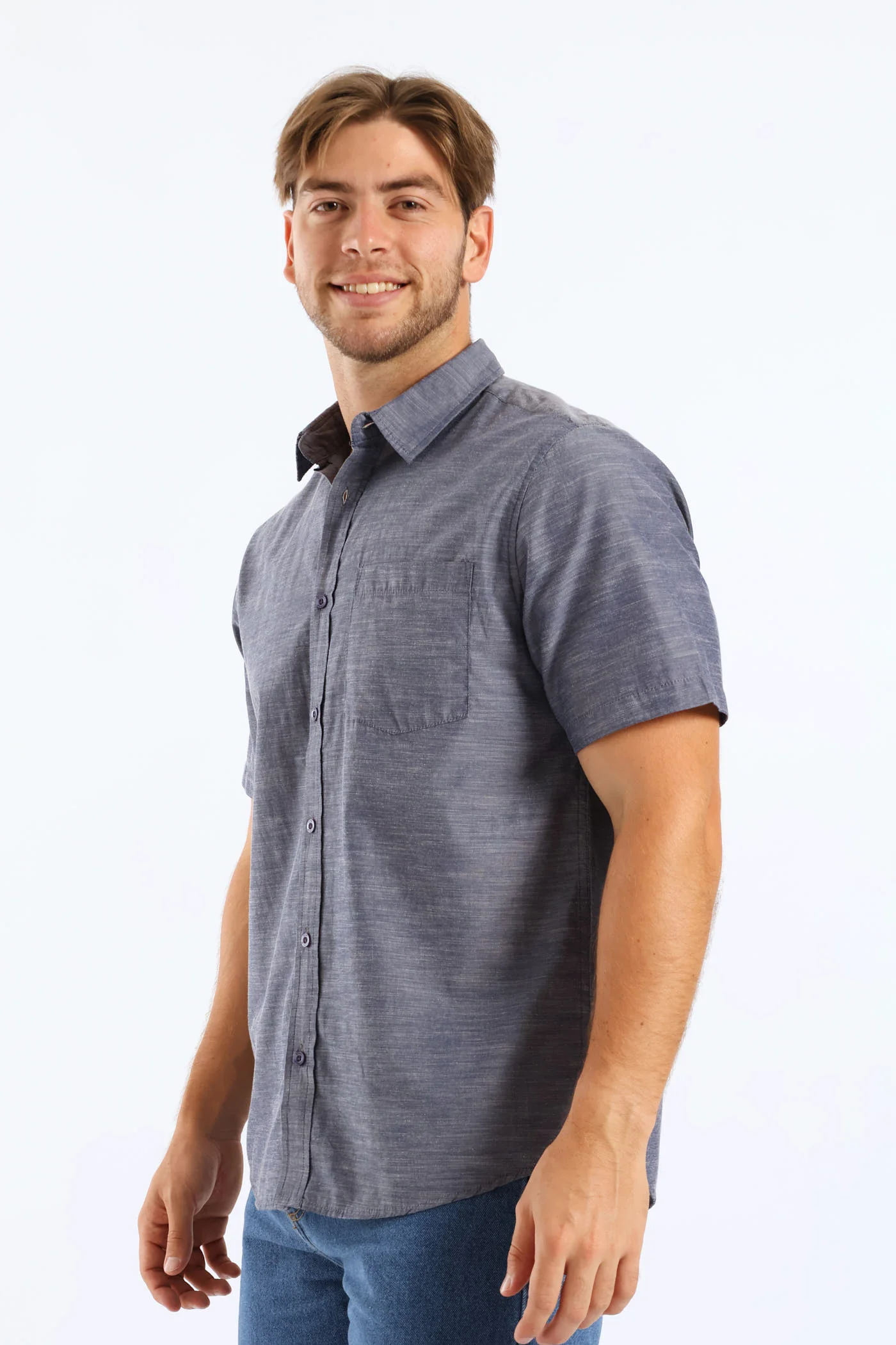 Ringspun Slub Button Down Shirt - Blue - Image 3