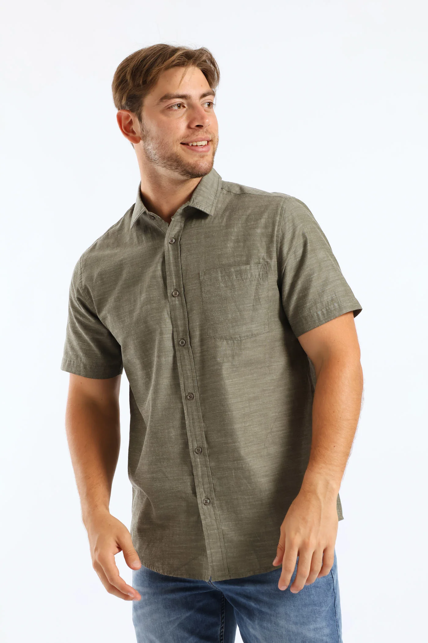 Ringspun Slub Button Down Shirt - Green - Image 2
