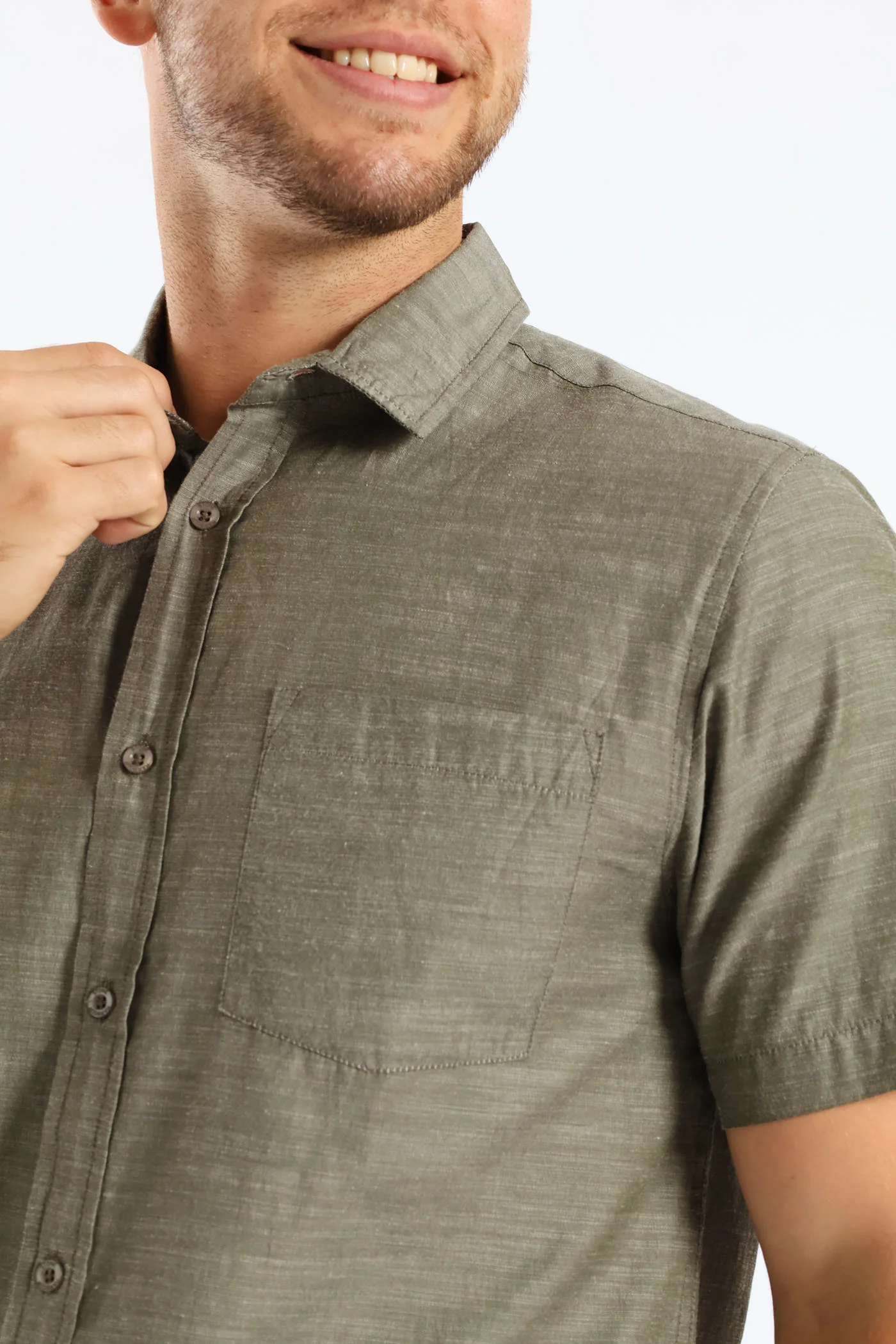 Ringspun Slub Button Down Shirt - Green - Image 4