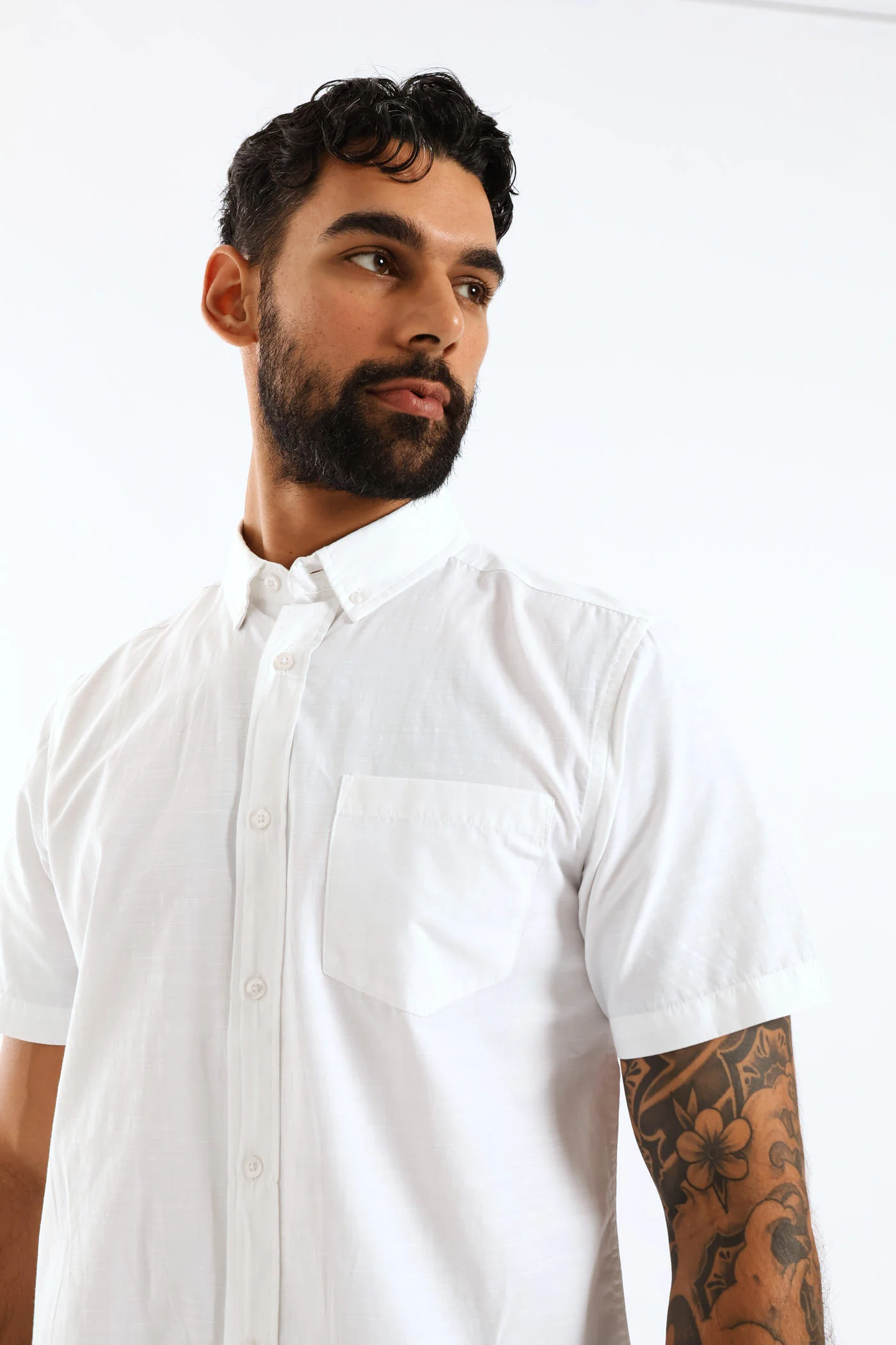 Ringspun Slub Button Down Shirt - White - Image 2