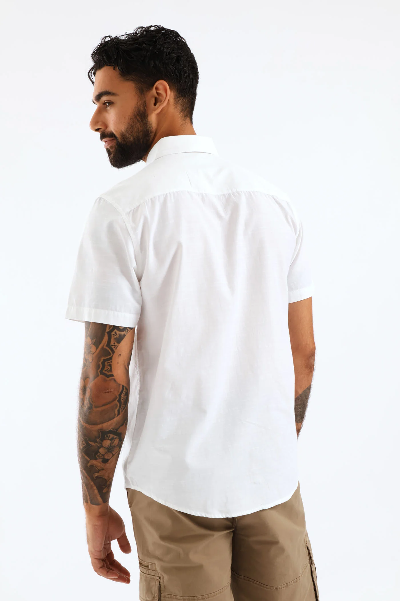 Ringspun Slub Button Down Shirt - White - Image 4