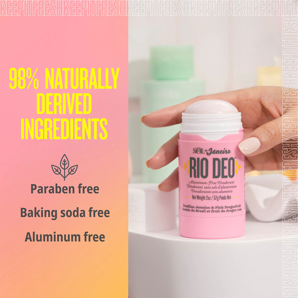 Rio Deo Aluminum-Free Deodorant Cheirosa 68 Refill  - 57g - Image 6