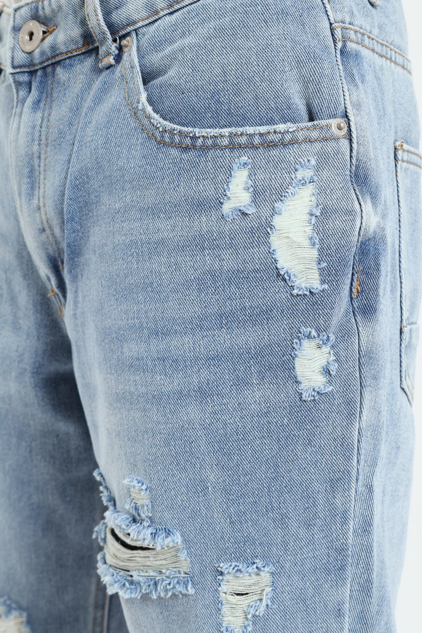 Rip & Repair Denim Shorts - Light Wash - Image 4