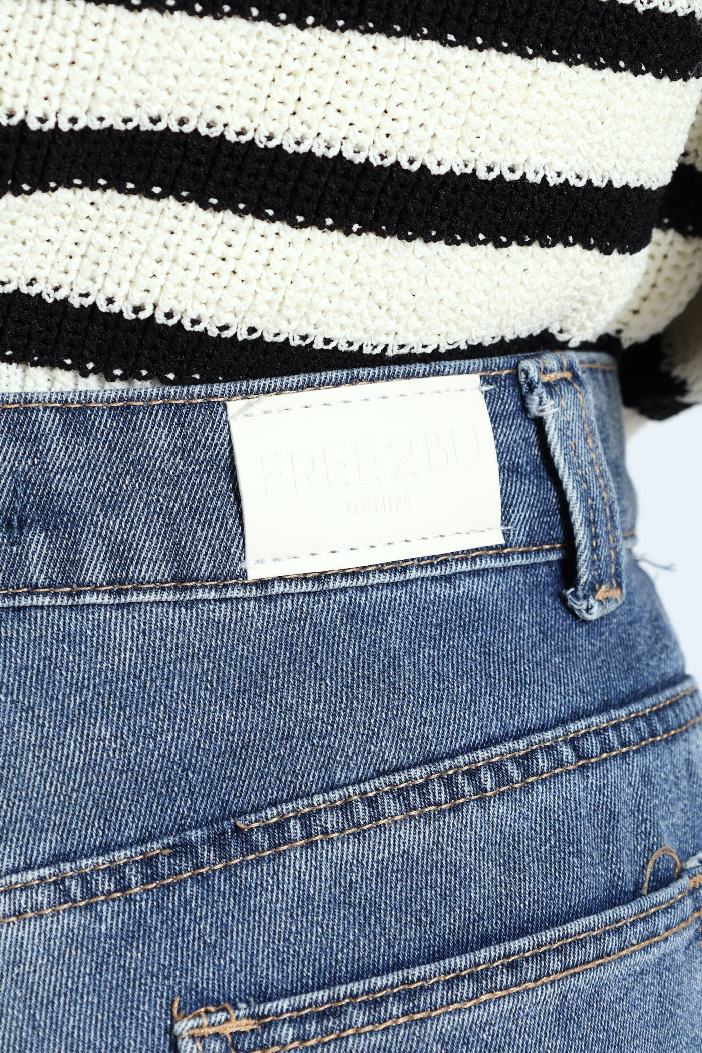 Rip & Repair Regular Rise Wide Leg Denim - Mid Blue - Image 4