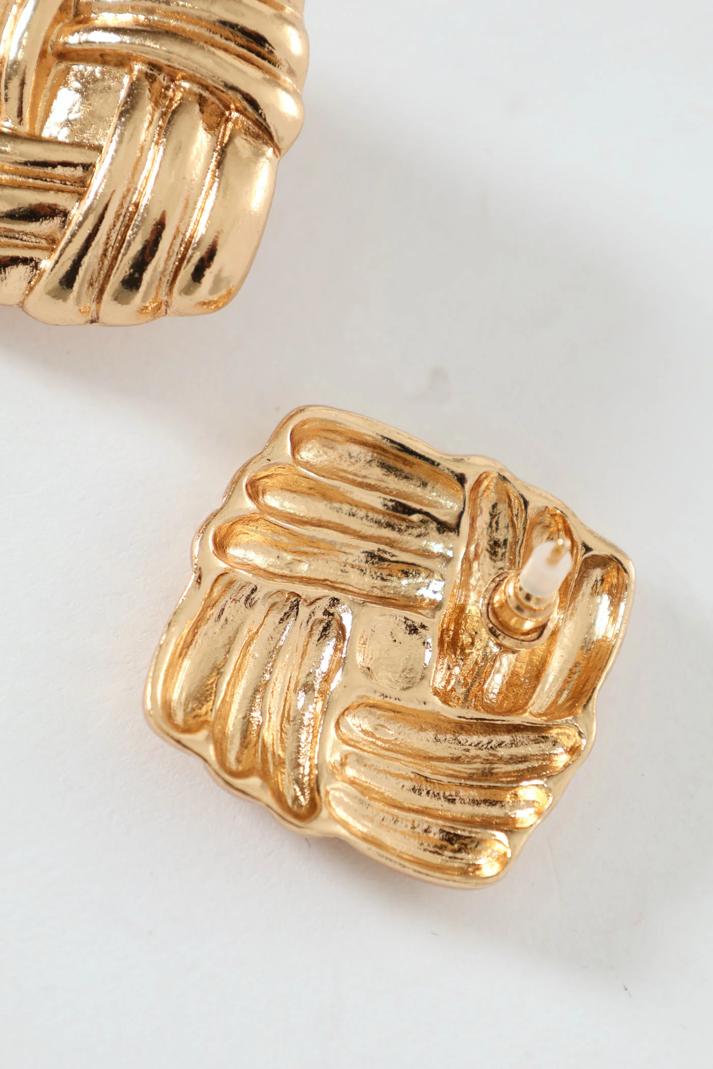 Ripple Square Stud Earrings - Gold - Image 3