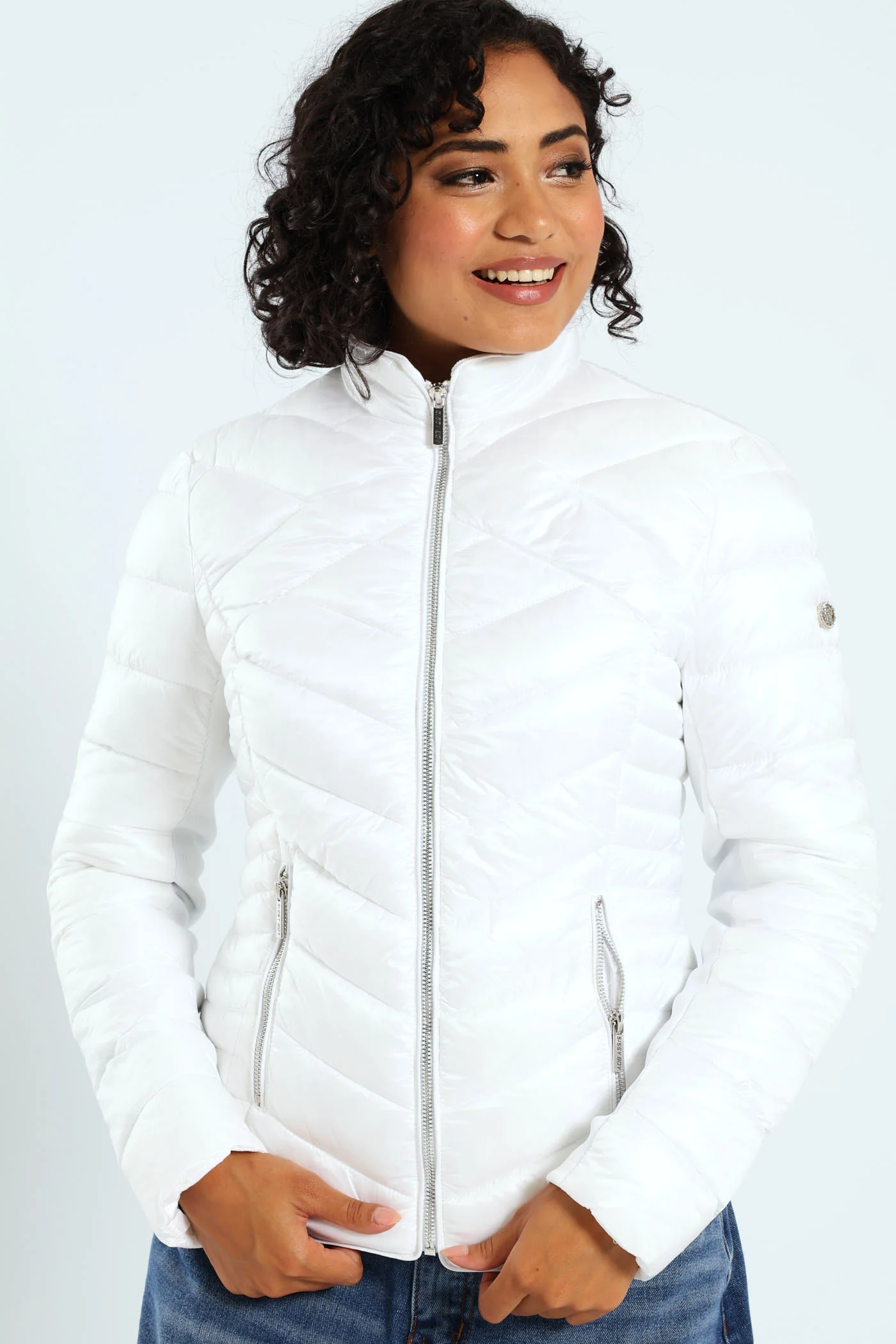 Rivilla Cropped Puffer Jacket - White - Image 4