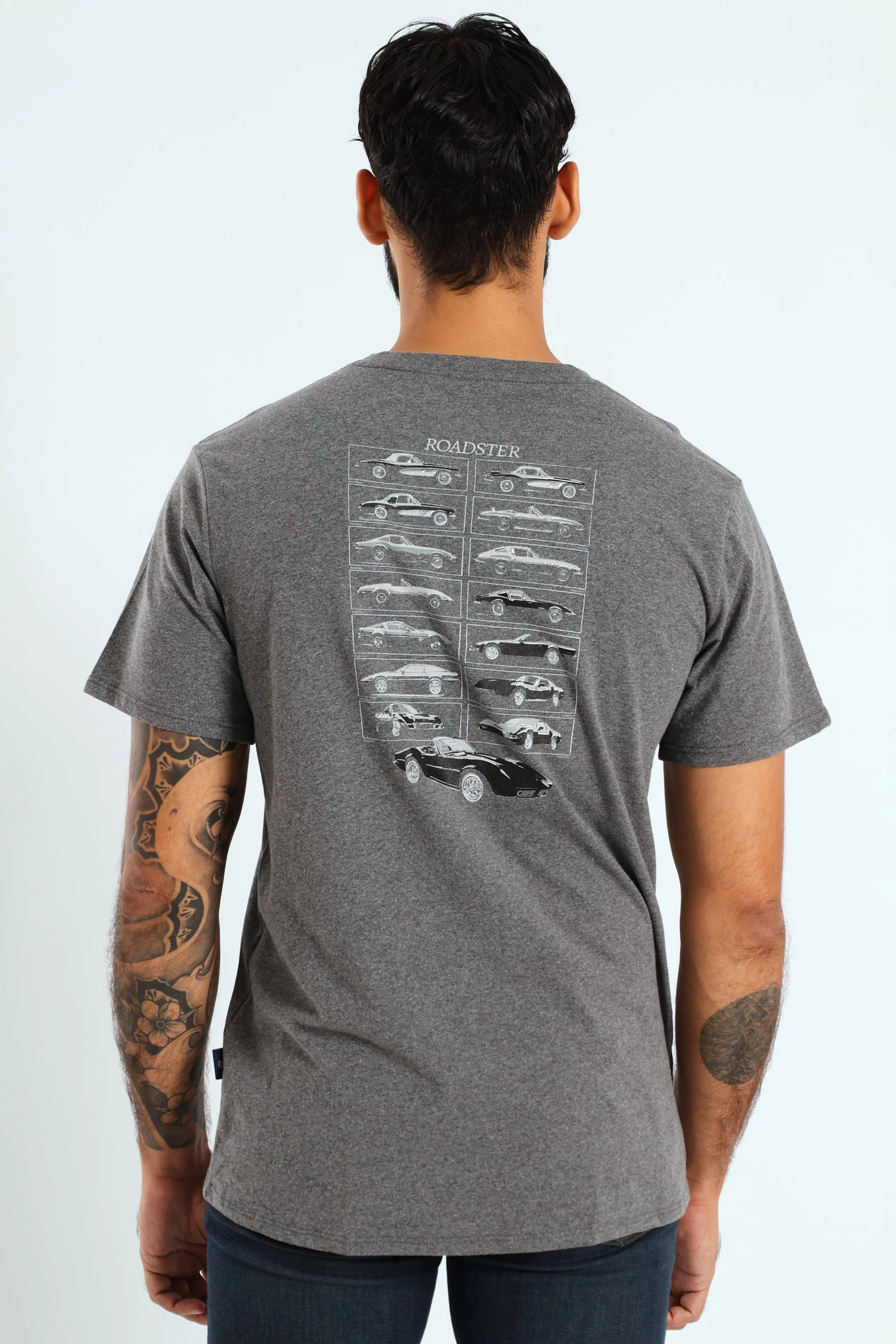 Roadster Front & Back Print Tee - Charcoal Melange - Image 2