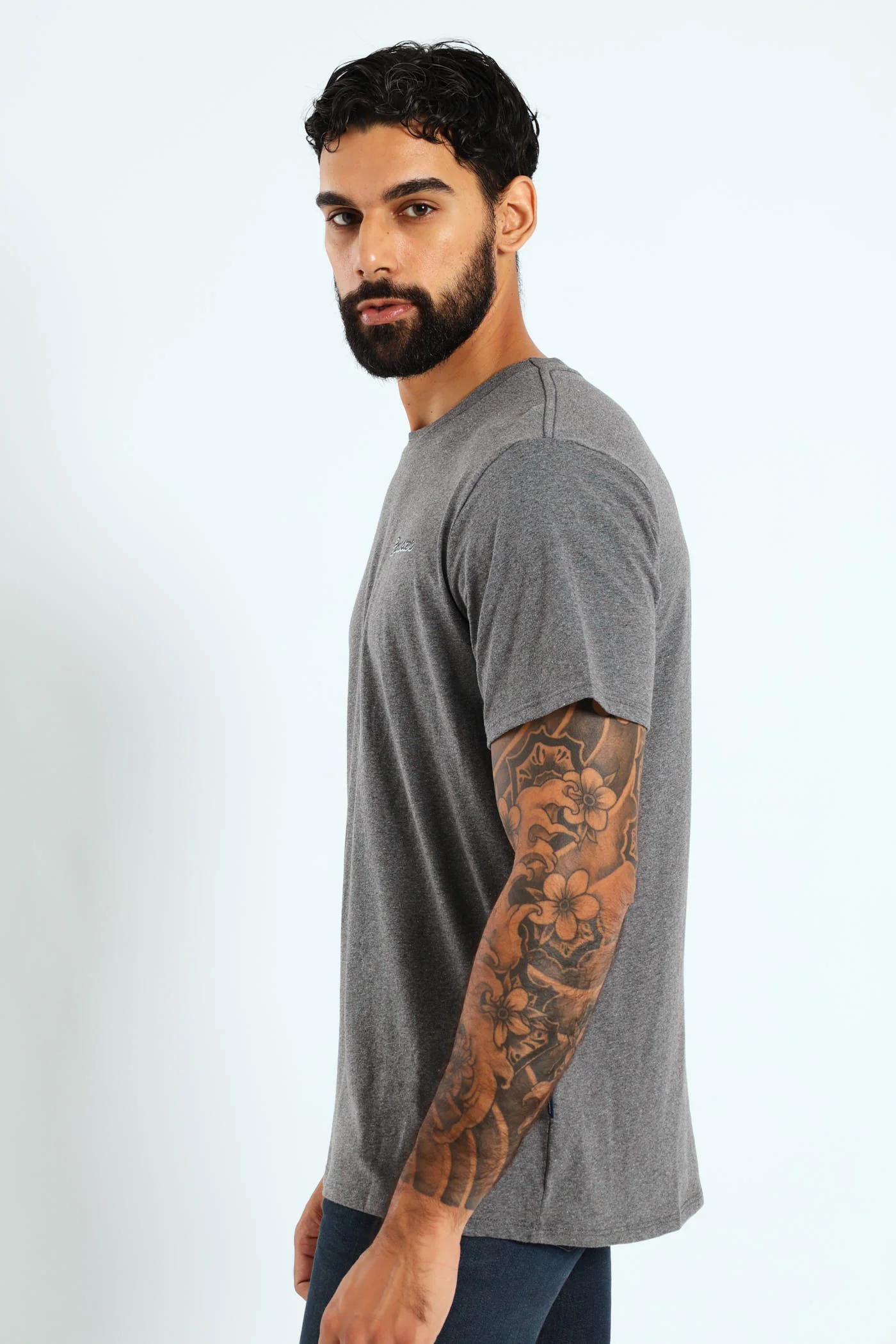 Roadster Front & Back Print Tee - Charcoal Melange - Image 3