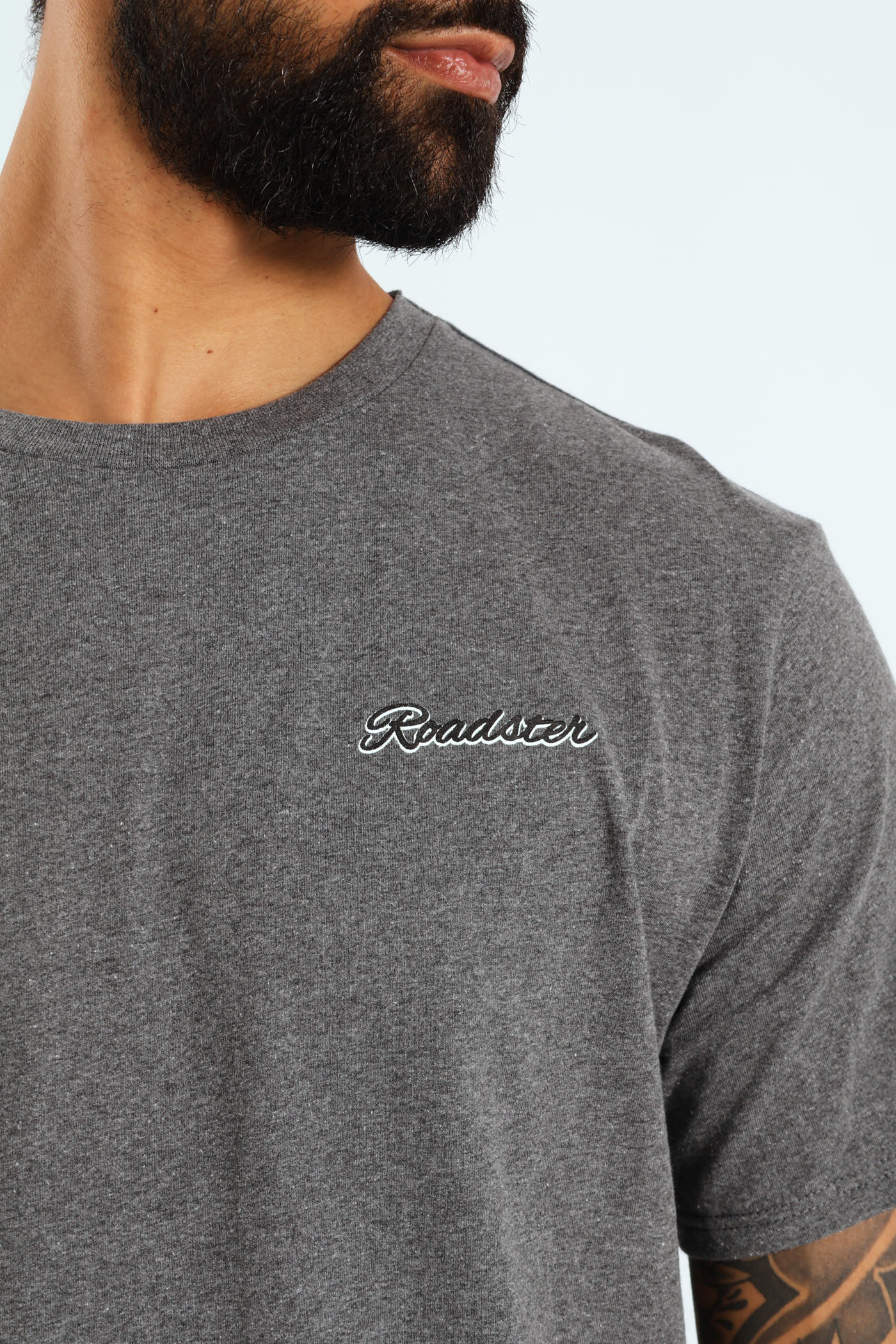 Roadster Front & Back Print Tee - Charcoal Melange - Image 5