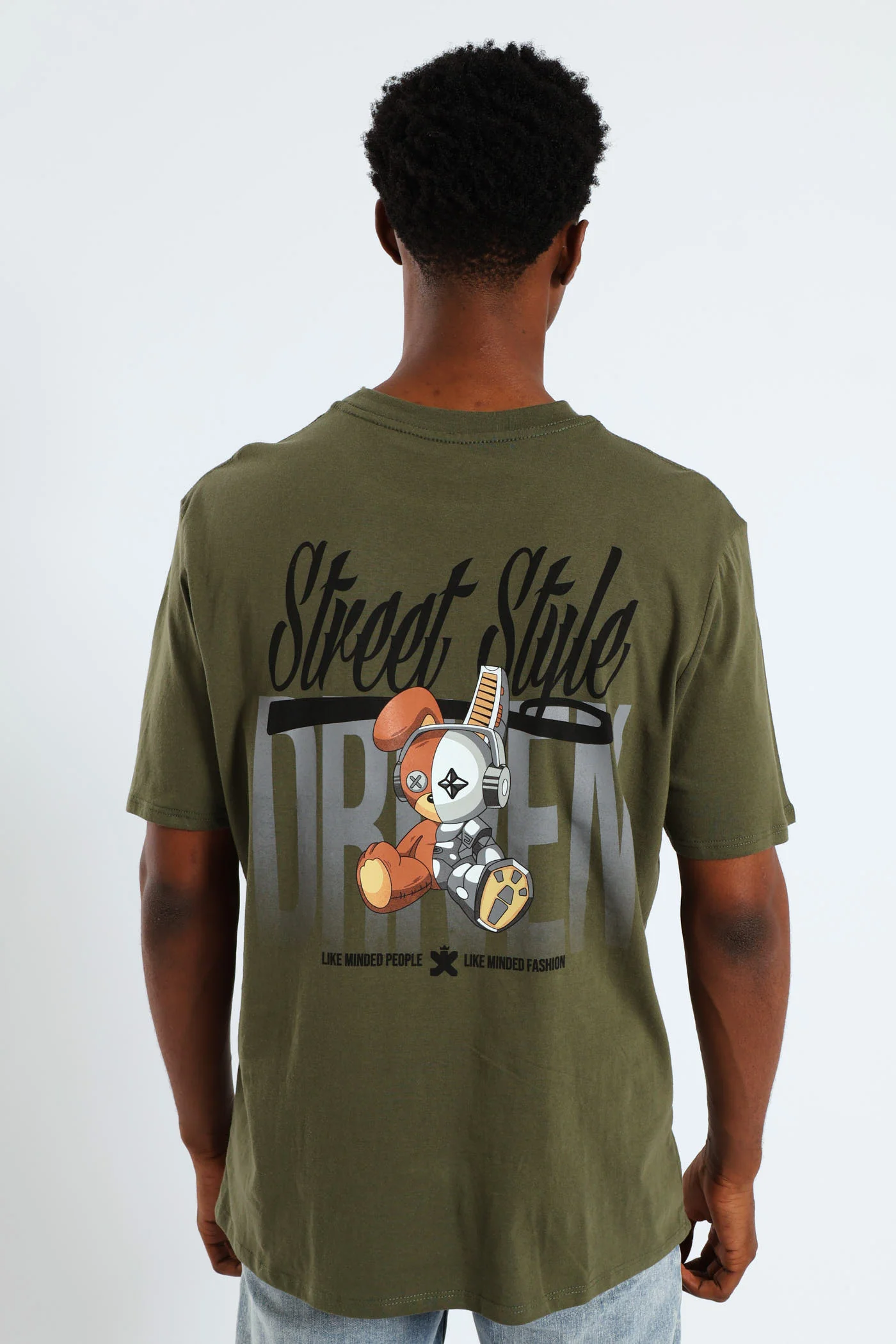 Robo Teddy Front & Back Tee - Olive - Image 2