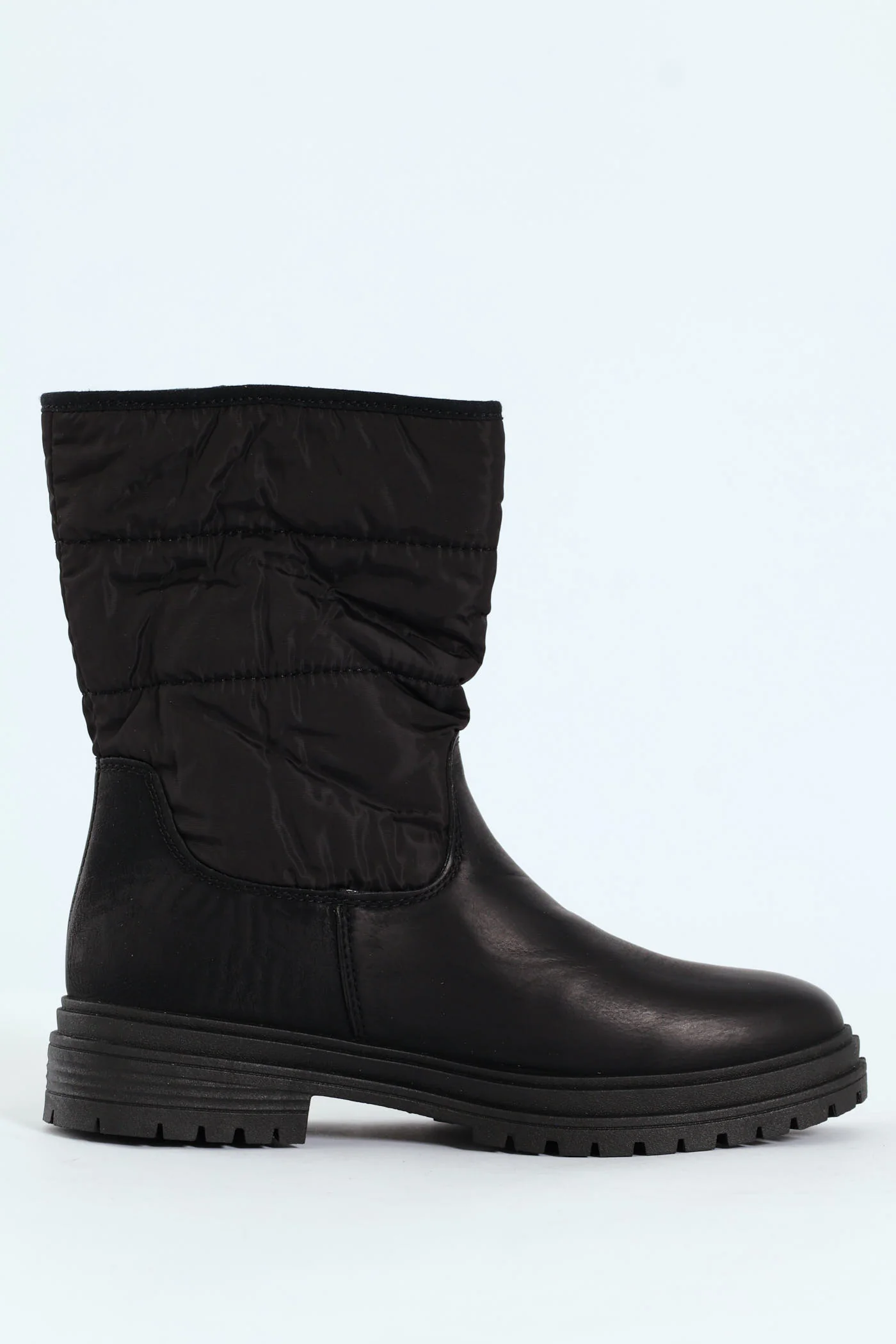 Rochelle Panelled Nylon & Pu Mid Calf  Boot - Black - Image 2