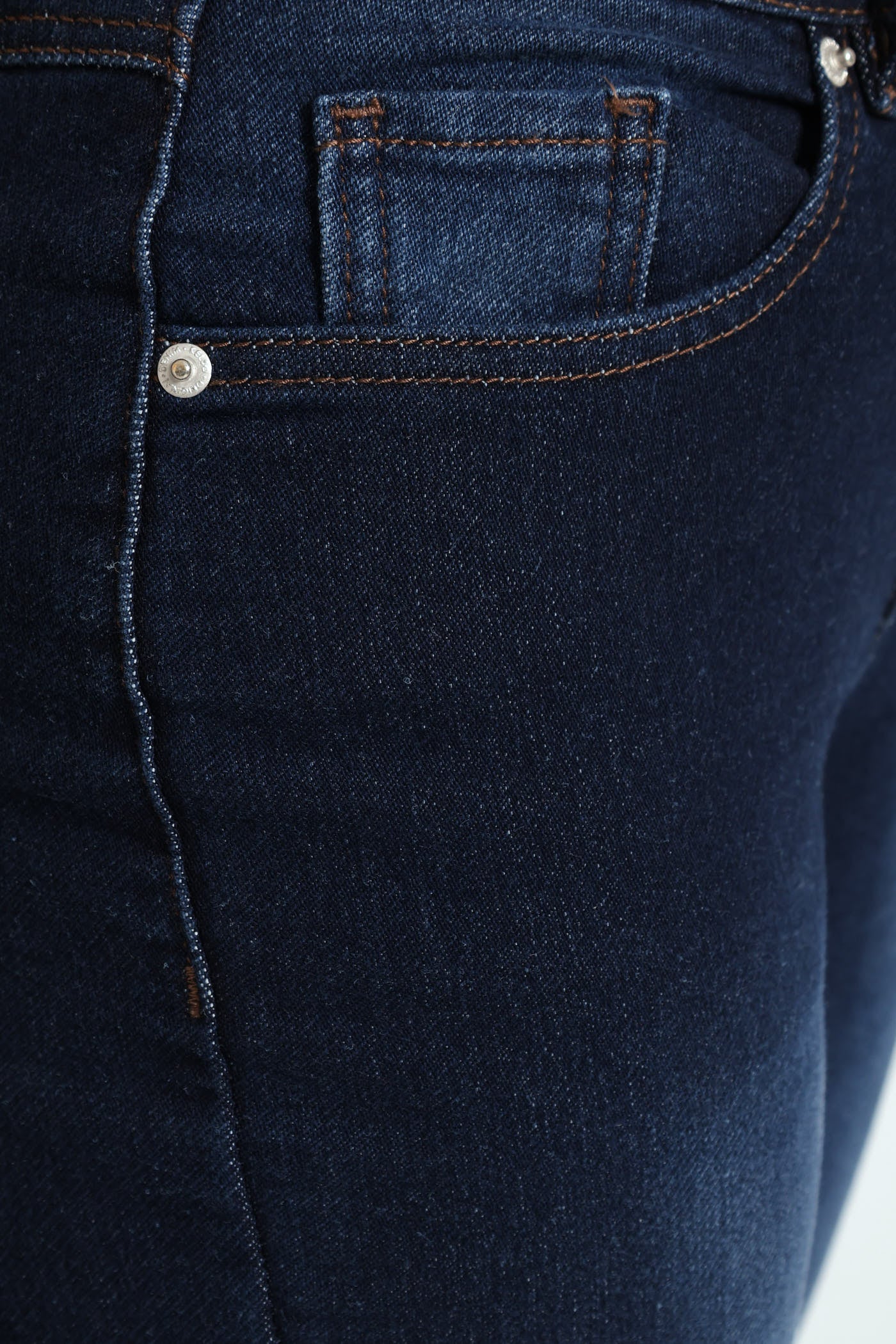 Roll Hem Knit Denim Skinny Leg Jean - Dark Wash - Image 9