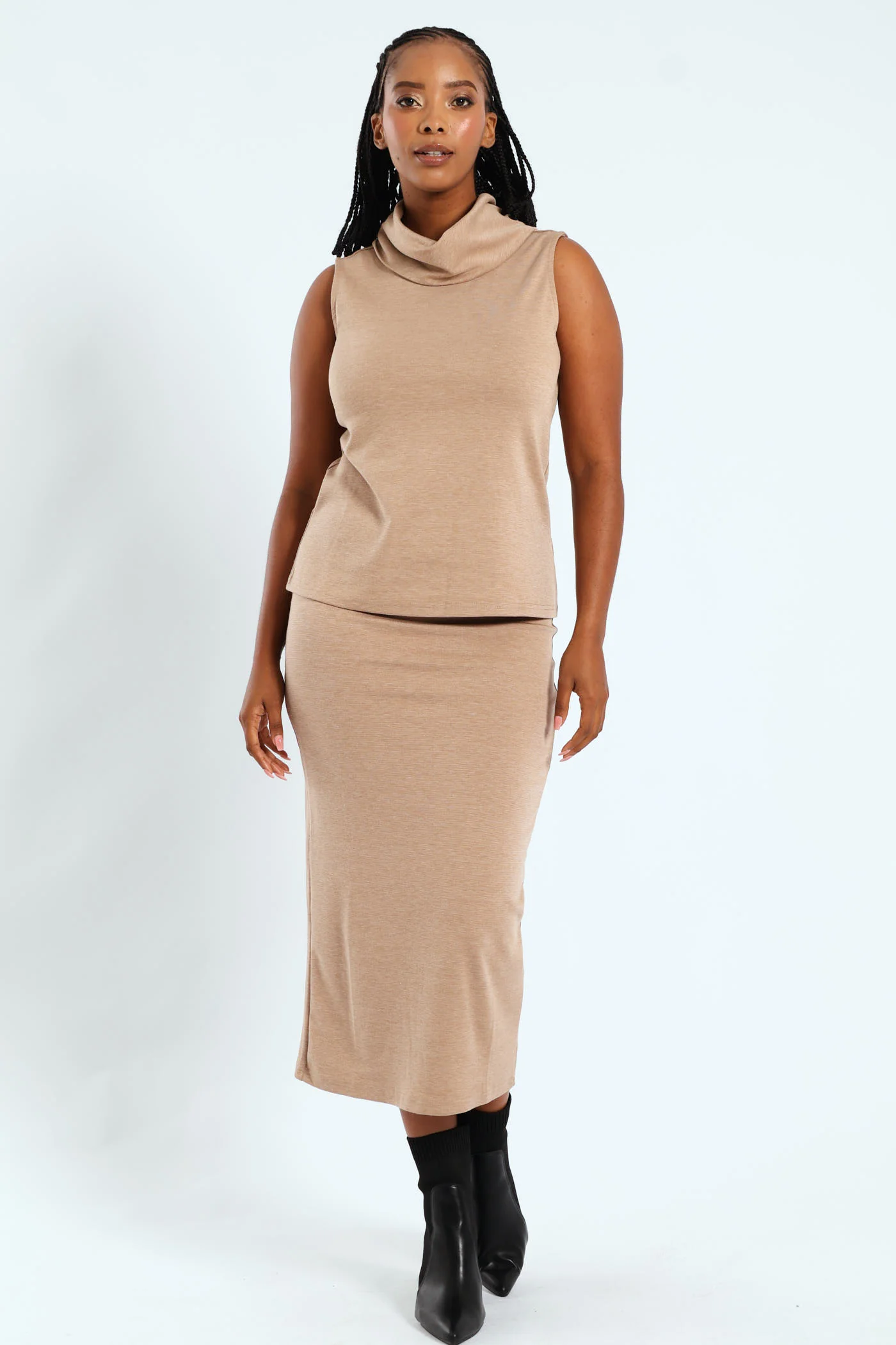 Roll Neck Ponti Top - Stone - Image 2