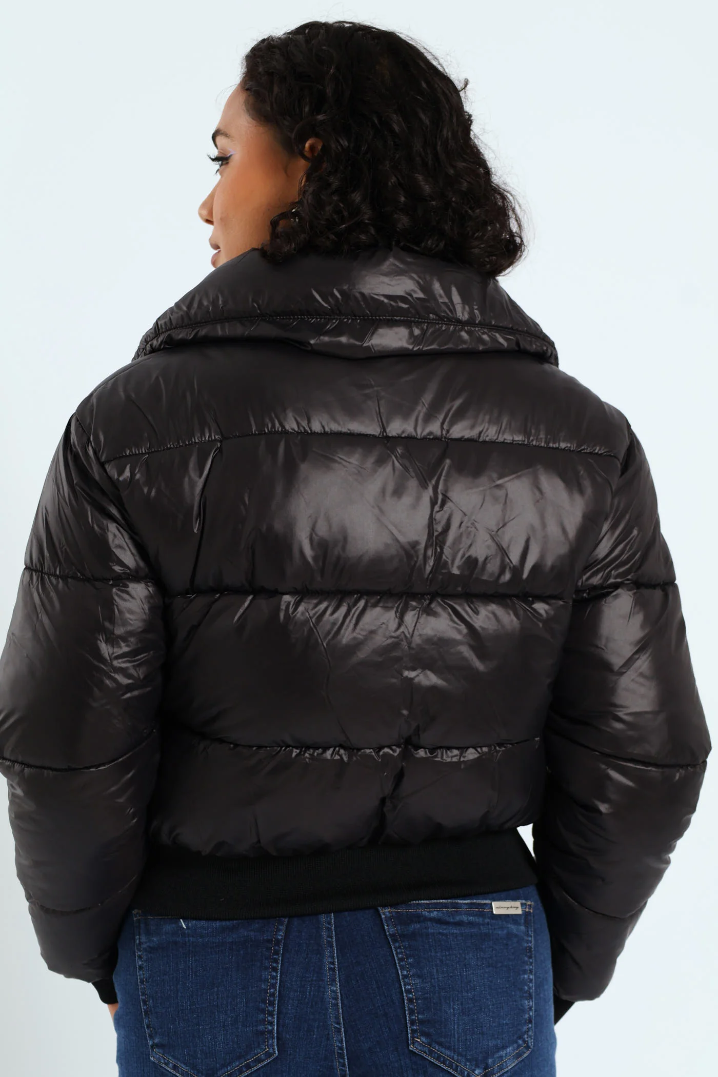 Roll With It Puffer Jacket With Fur Collar - Black - Image 6