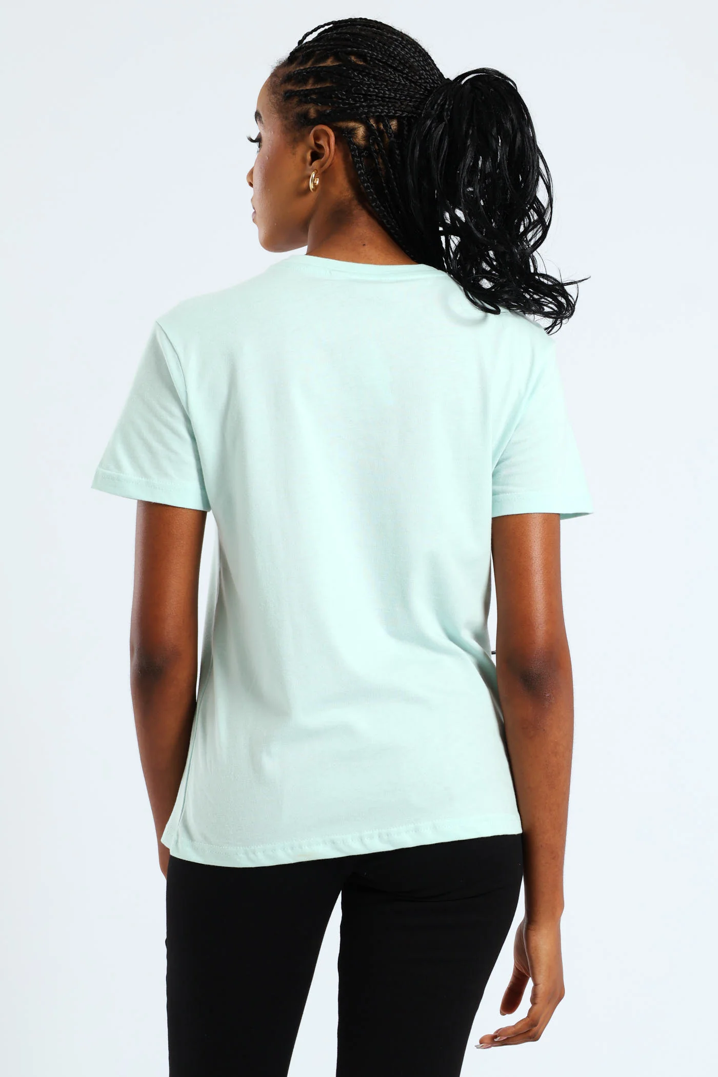 Romantic French Slogan Hearts Foil Tee - Light Blue - Image 3
