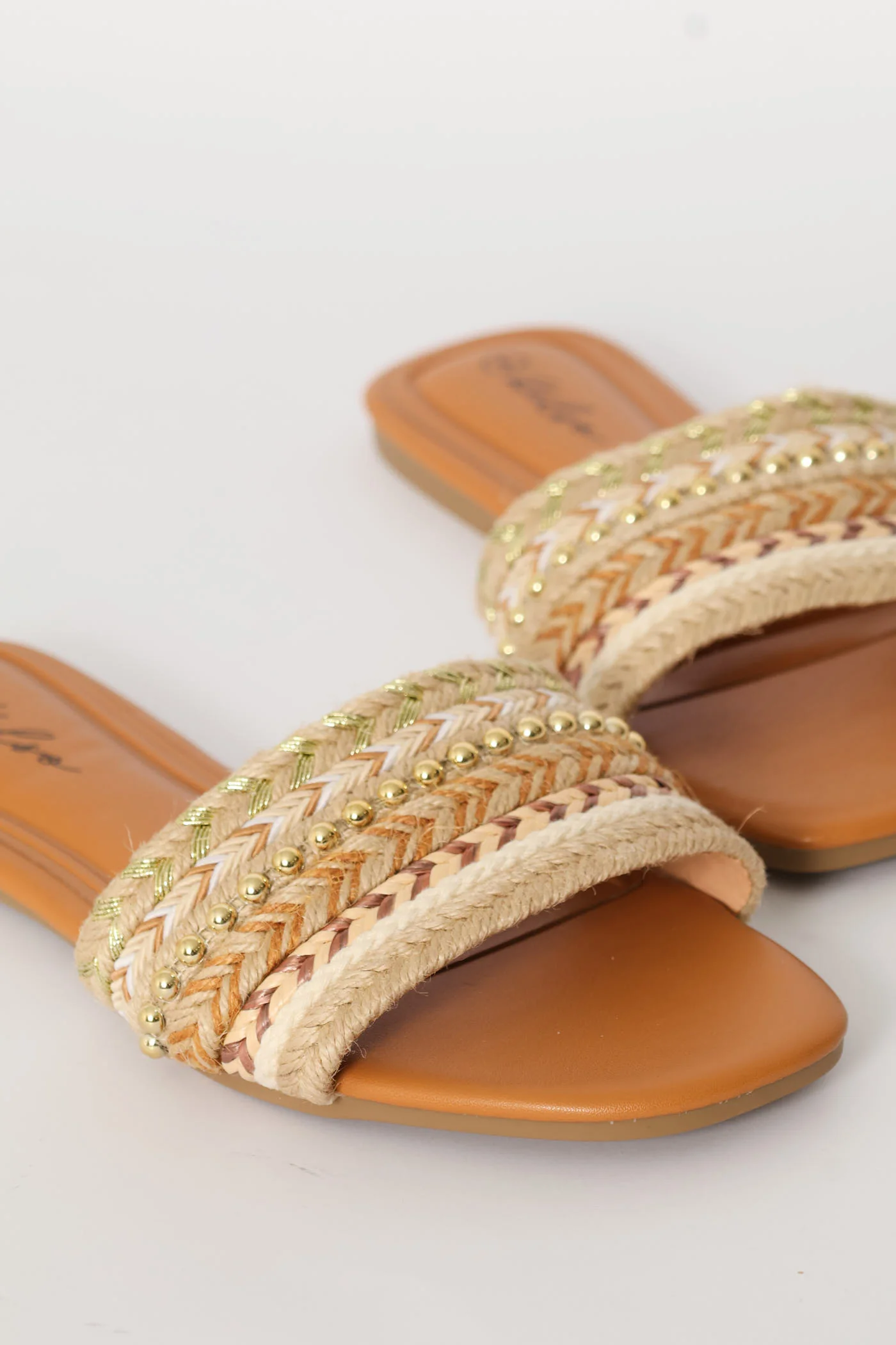 Rope With Stud Detail Sandal - Natural - Image 2