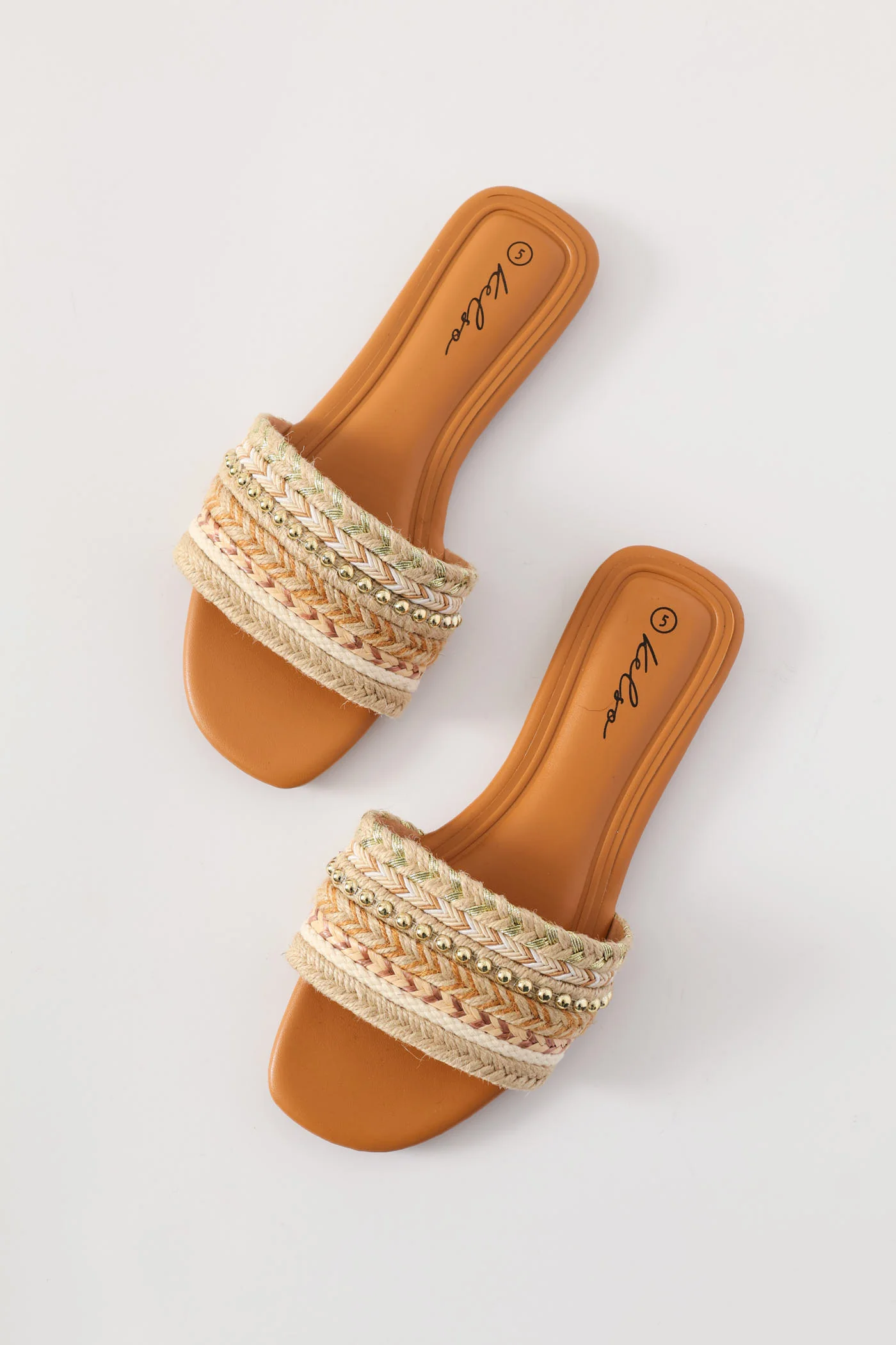 Rope With Stud Detail Sandal - Natural - Image 3