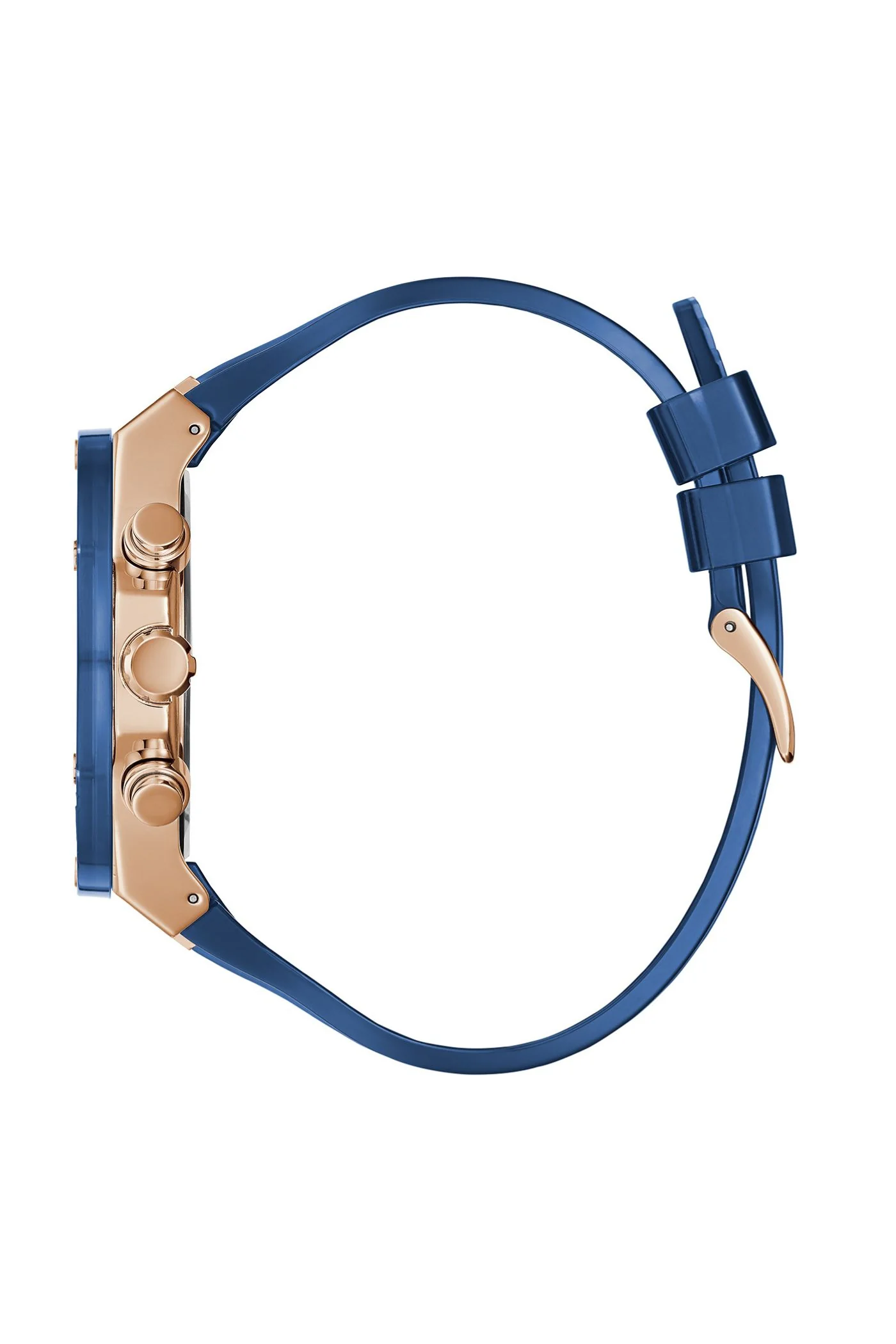 Rose Gold Case With Nylon Transparent Dial & Blue And Rose Gold Strap - Rose Gold - Image 2