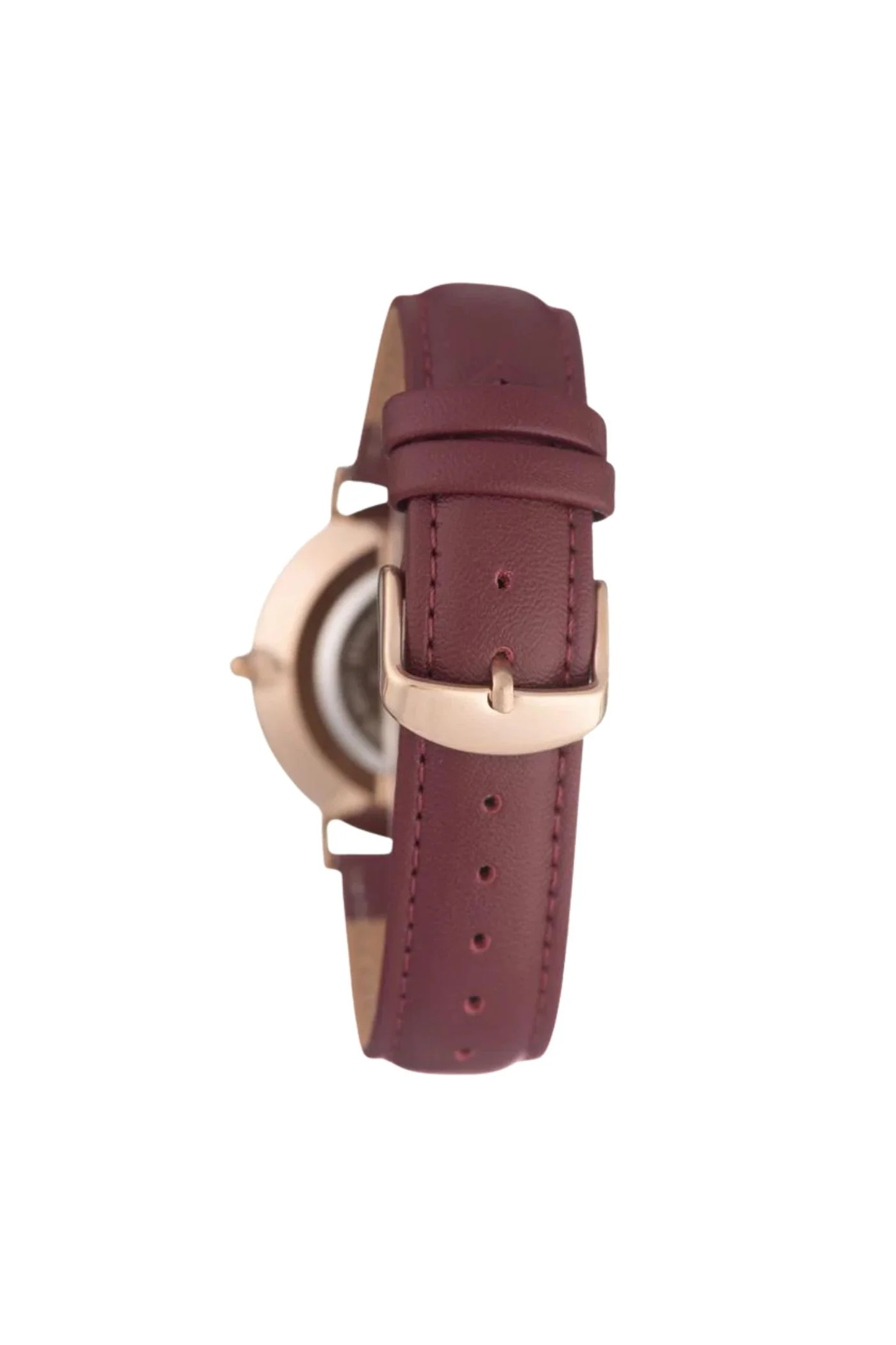 Rose Gold Dial With Burgundy Leather Strap - Rose Gold - Image 2