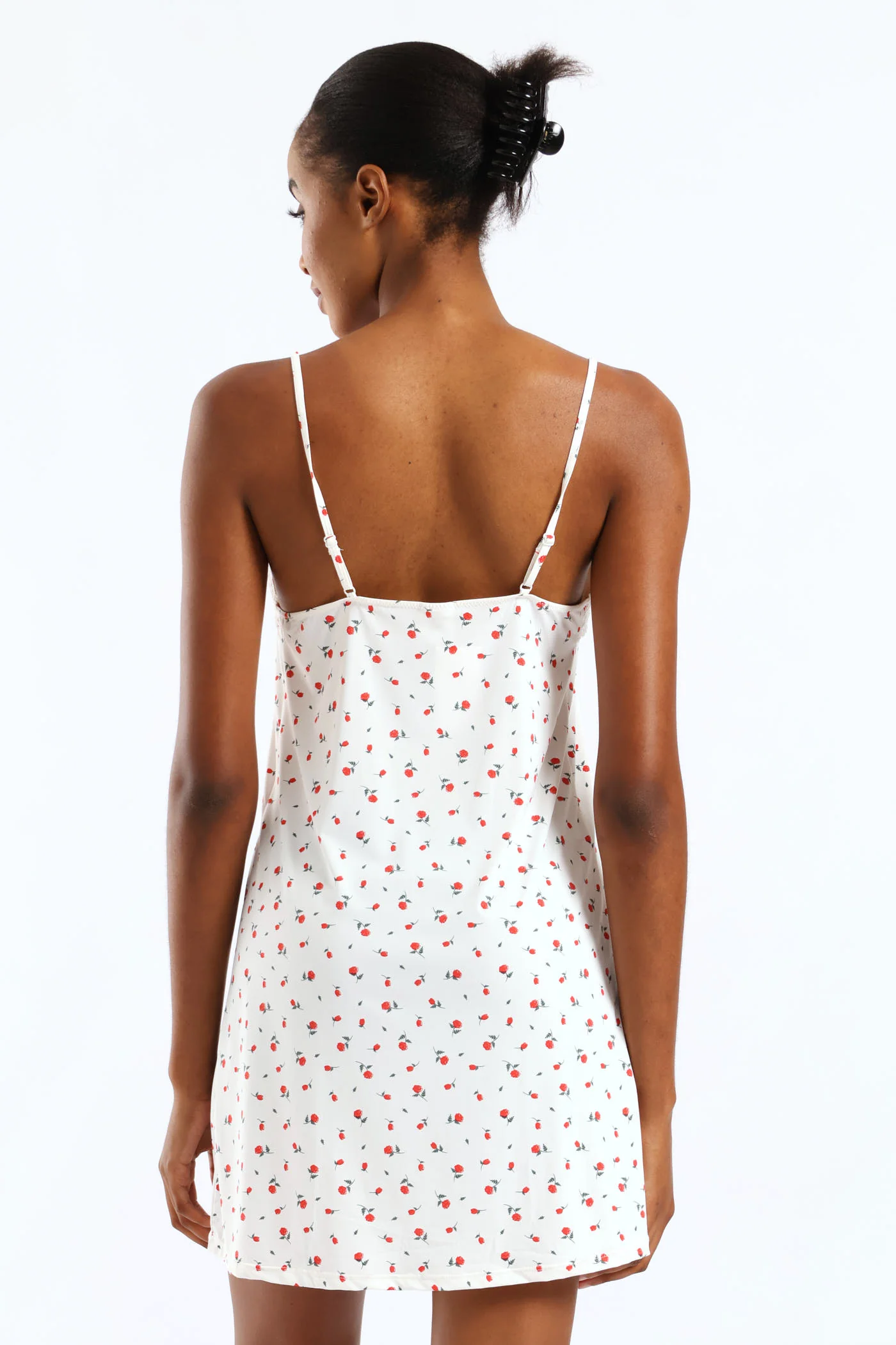 Roses Polyamide Chemise - White/Red - Image 5