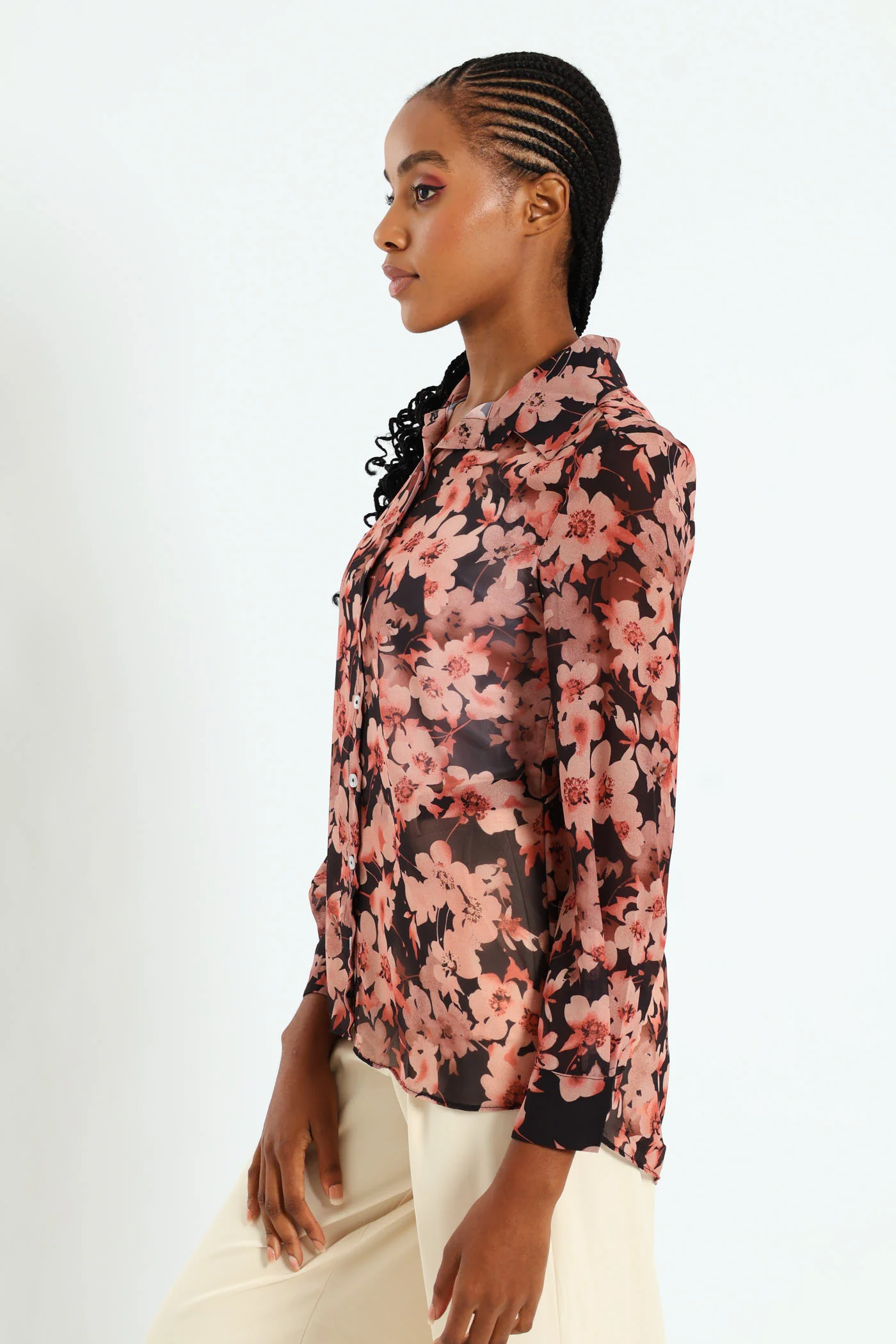 Rosy Chiffon Shirt - Black - Image 2